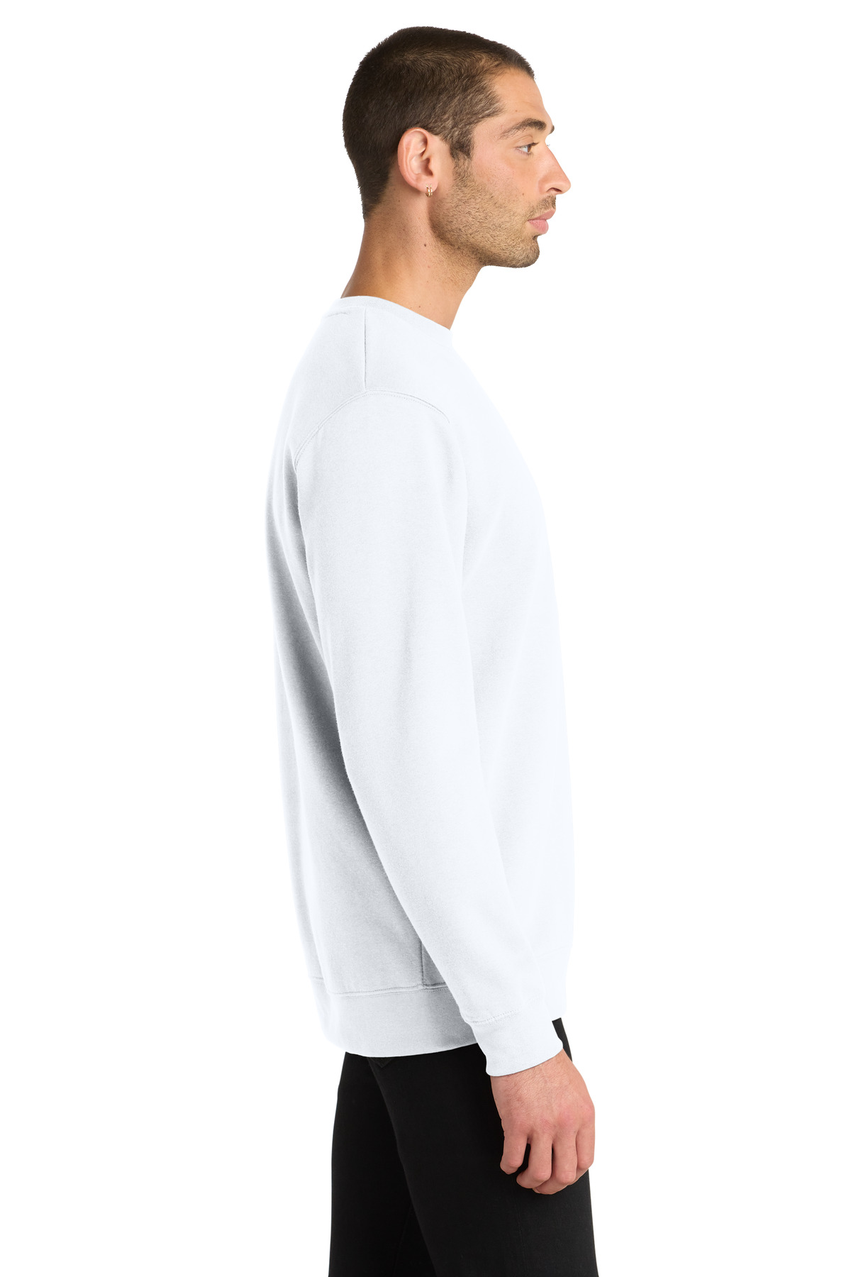 District V.I.T. Fleece Crew DT6104 in White — Left sleeve