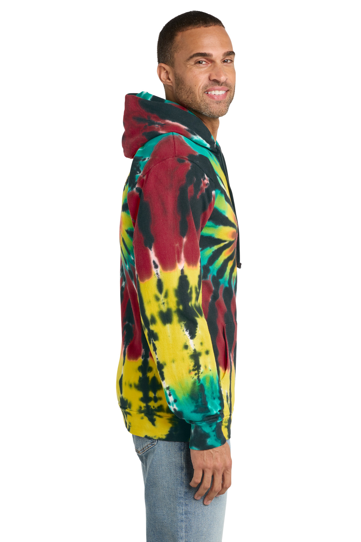 Port & Co Tie-Dye Pullover Hooded Sweatshirt. PC146
