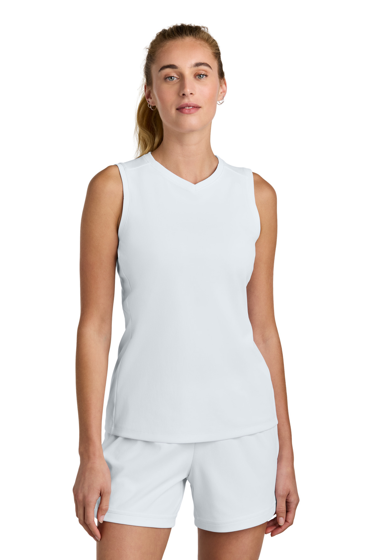 Sport-Tek ® Women's Club Sleeveless V-Neck LST441 - White/ White