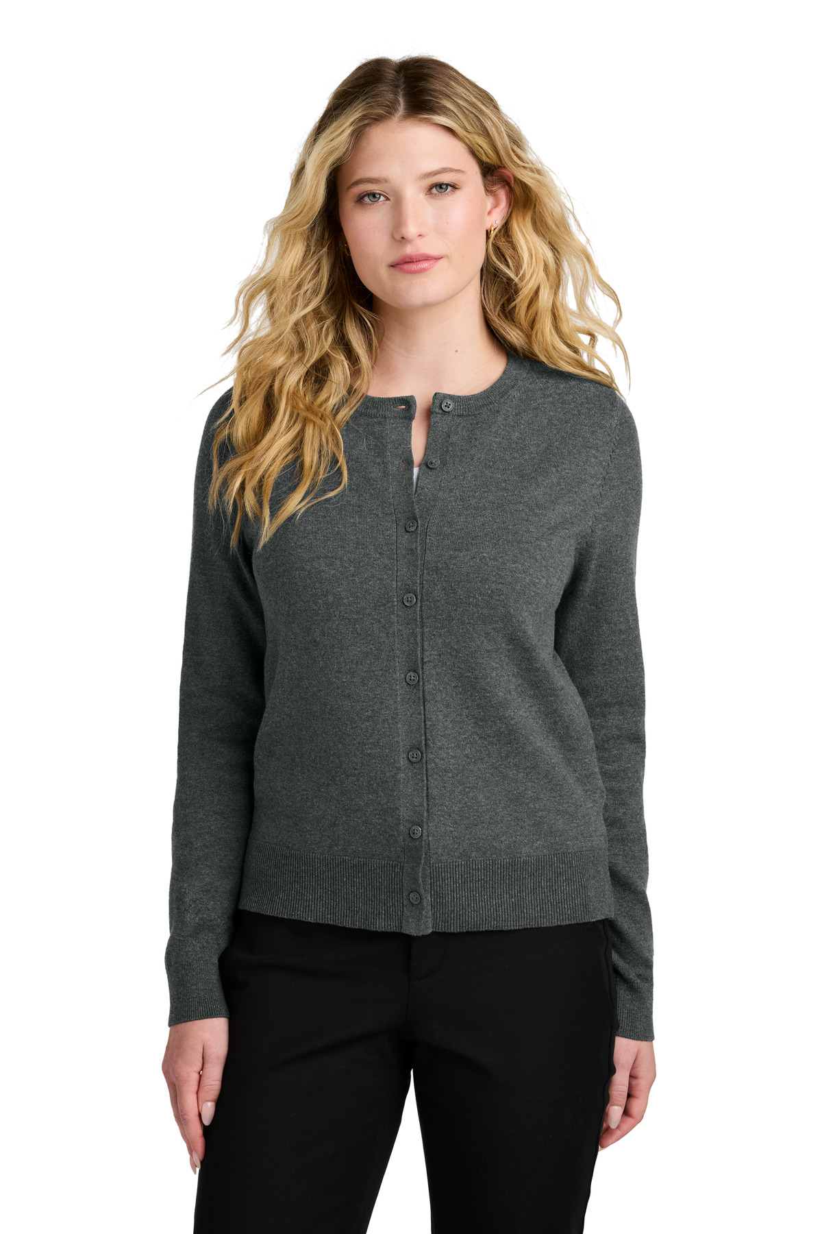 Port Authority Women&#39;s Easy Care Crewneck Cardigan Sweater-Port Authority