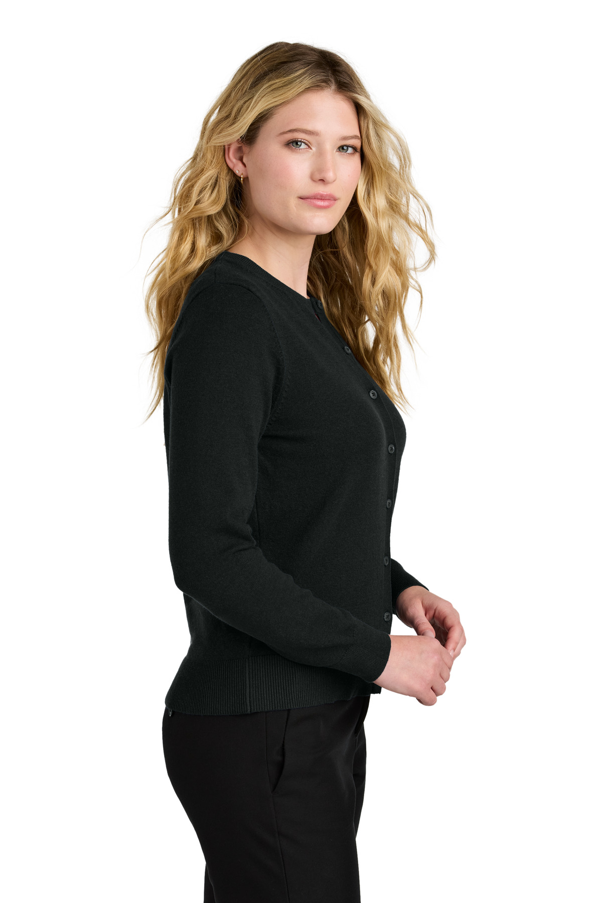 Port Authority Women's Easy Care Crewneck Cardigan Sweater LSW2870