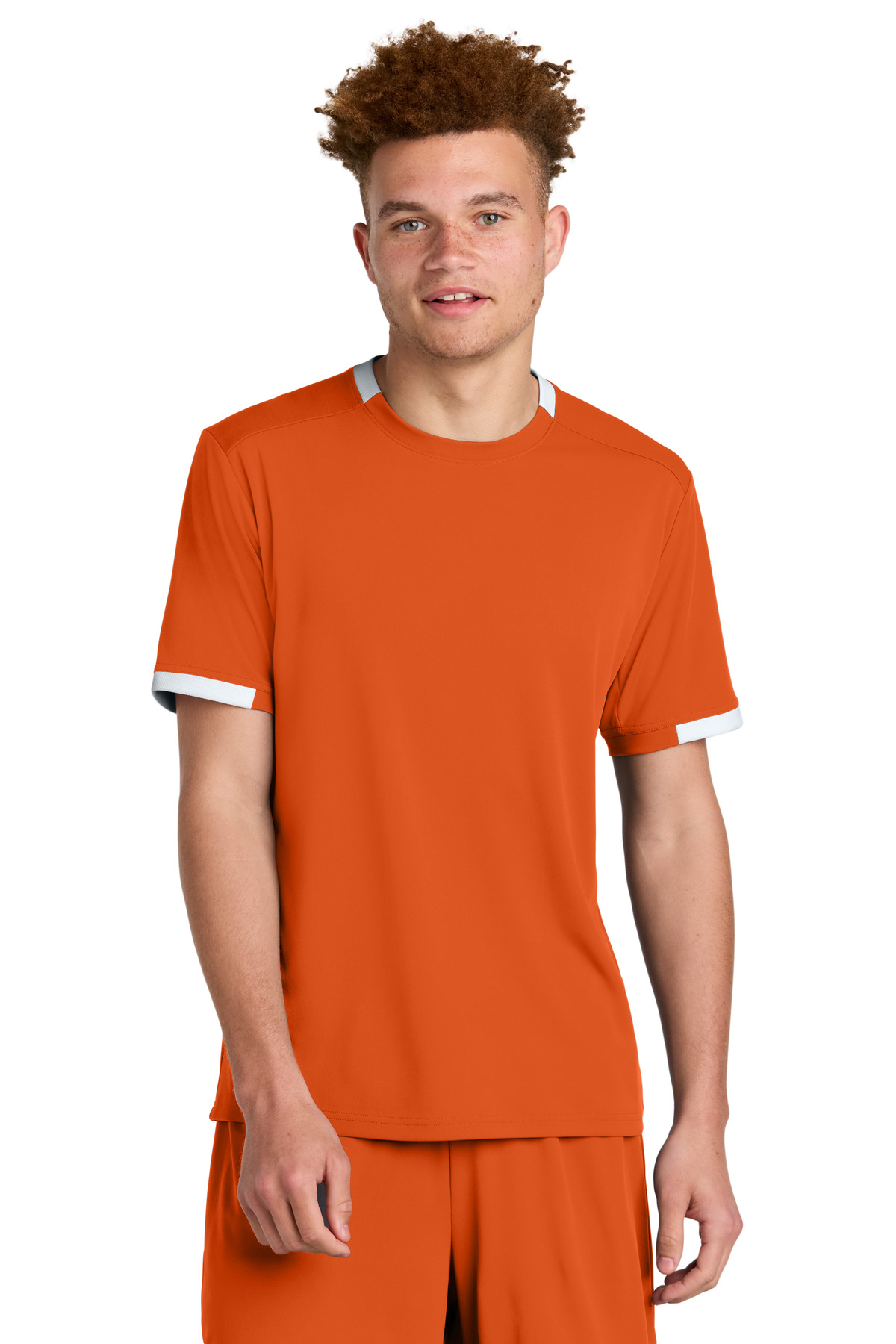 Sport-Tek ® Club Short Sleeve Crew ST440 - Deep Orange/ White