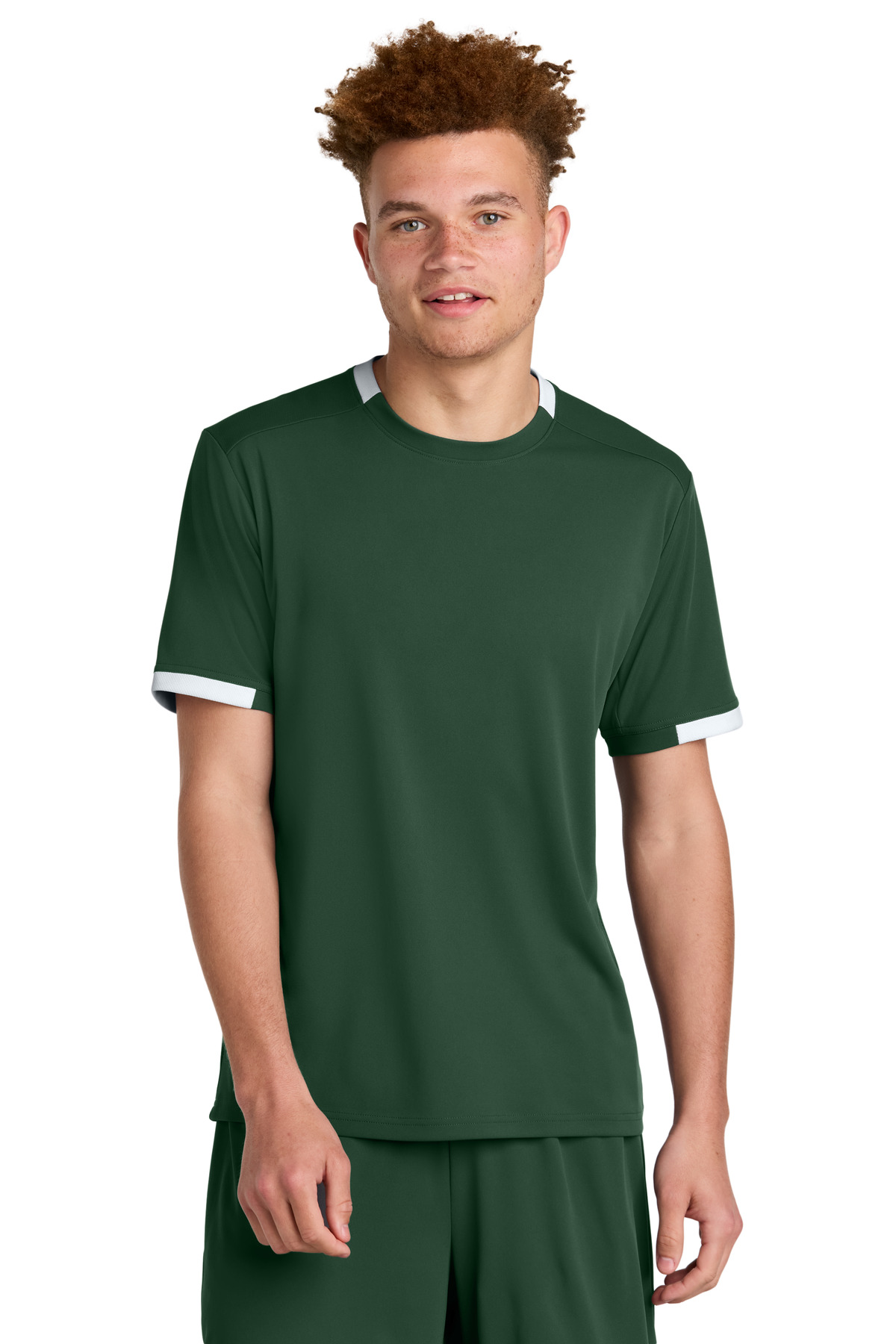 Sport-Tek ® Club Short Sleeve Crew ST440 - Forest Green/ White
