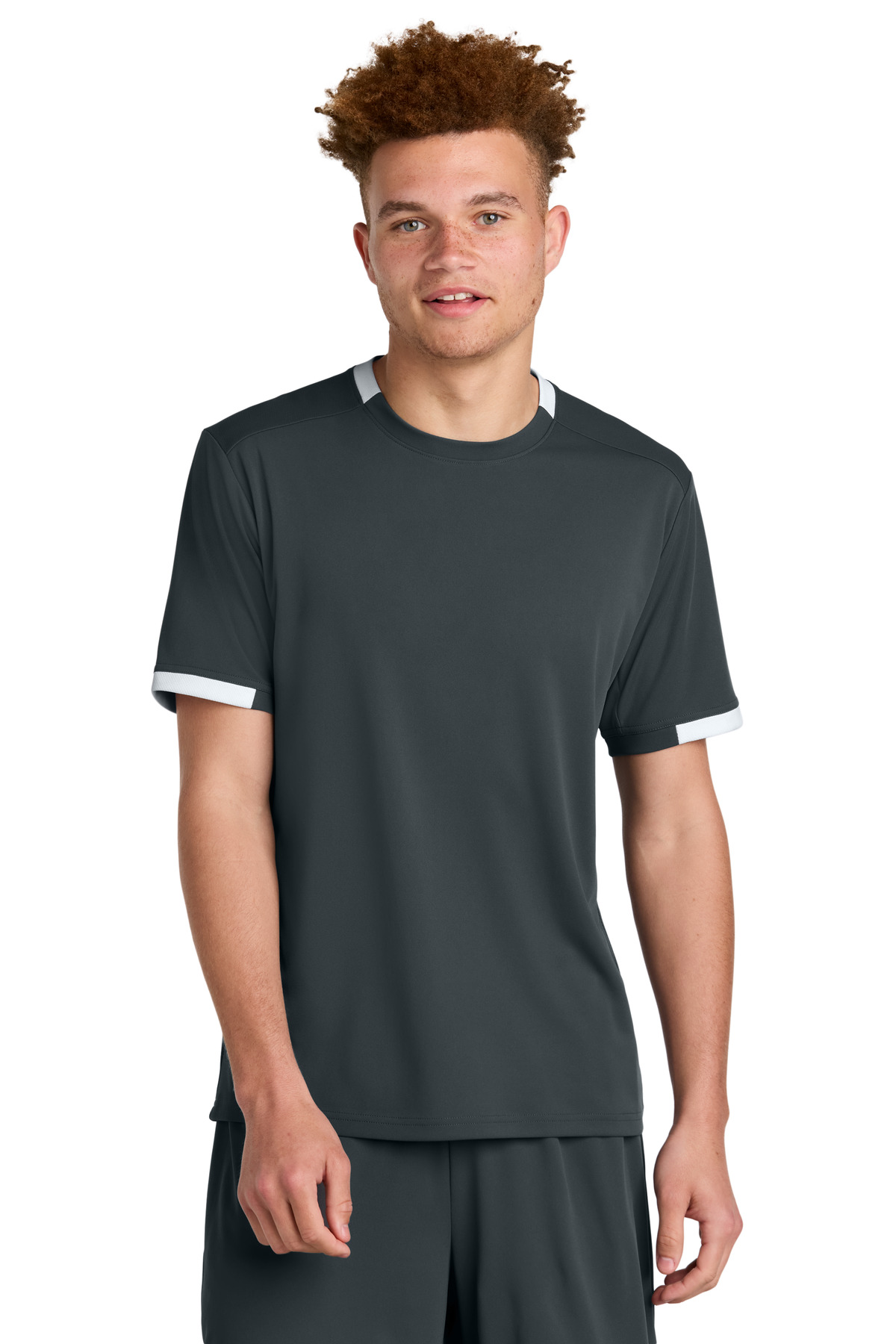 Sport-Tek ® Club Short Sleeve Crew ST440 - Iron Grey/ White