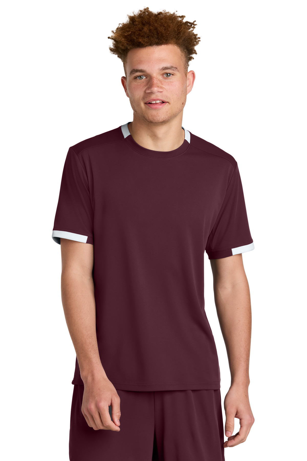 Sport-Tek ® Club Short Sleeve Crew ST440 - Maroon/ White