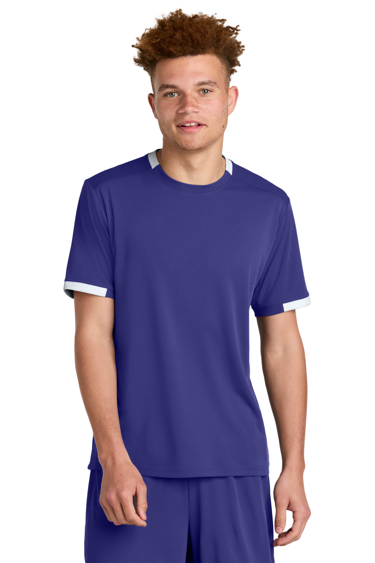 Sport-Tek ® Club Short Sleeve Crew ST440 - Purple/ White
