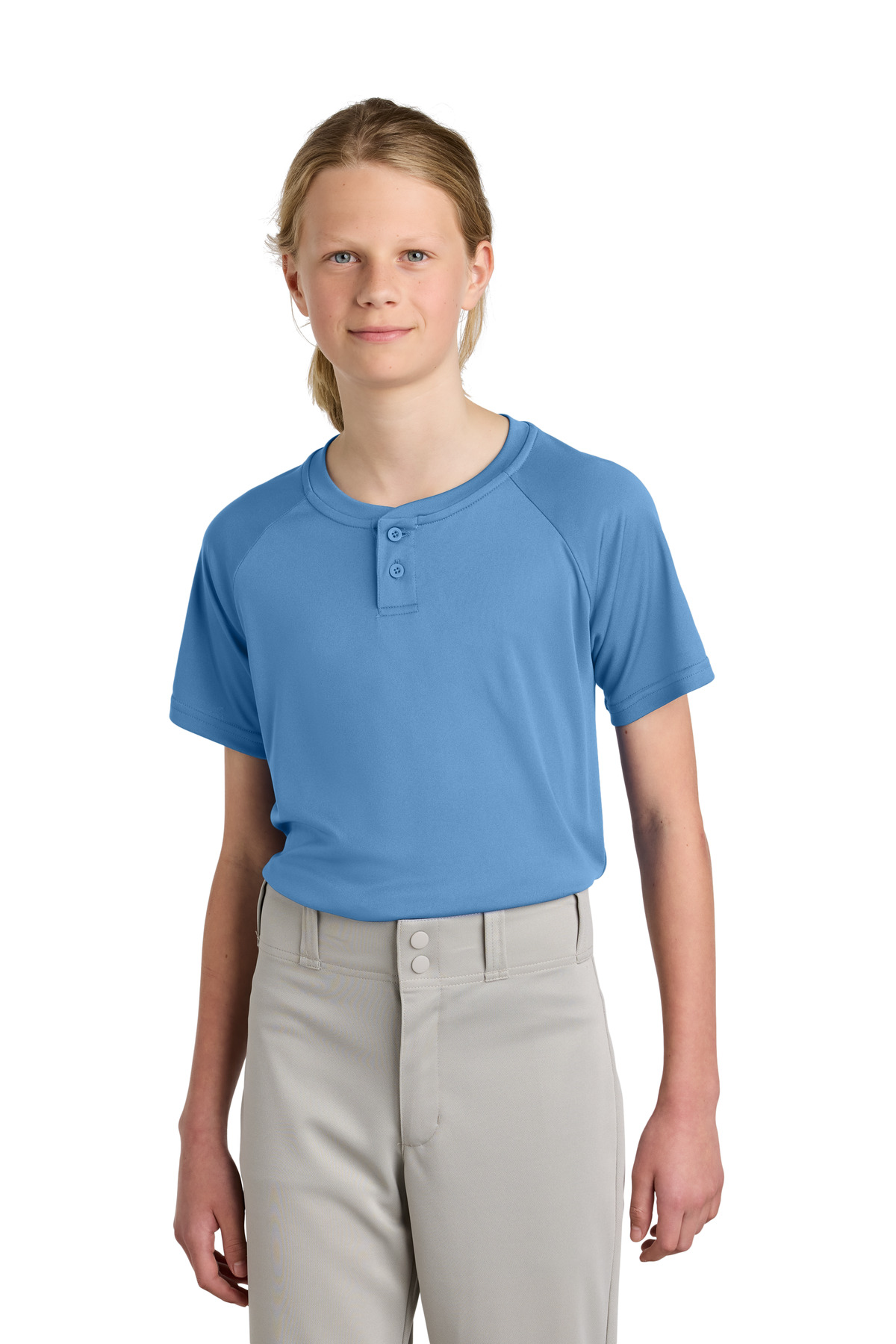 Sport-Tek ® Youth PosiCharge ® Competitor ™ 2-Button Henley YST359 - Carolina Blue