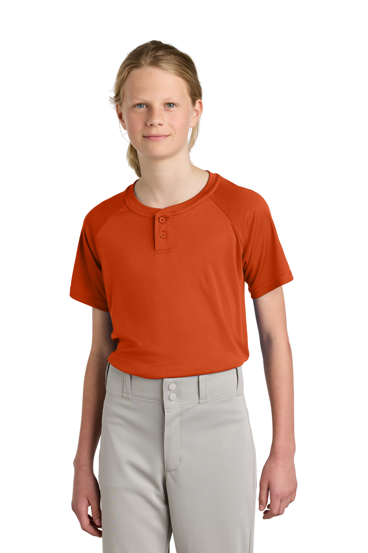 Sport-Tek ® Youth PosiCharge ® Competitor ™ 2-Button Henley YST359 - Deep Orange