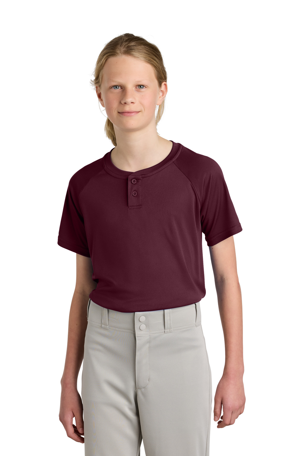 Sport-Tek ® Youth PosiCharge ® Competitor ™ 2-Button Henley YST359 - Maroon