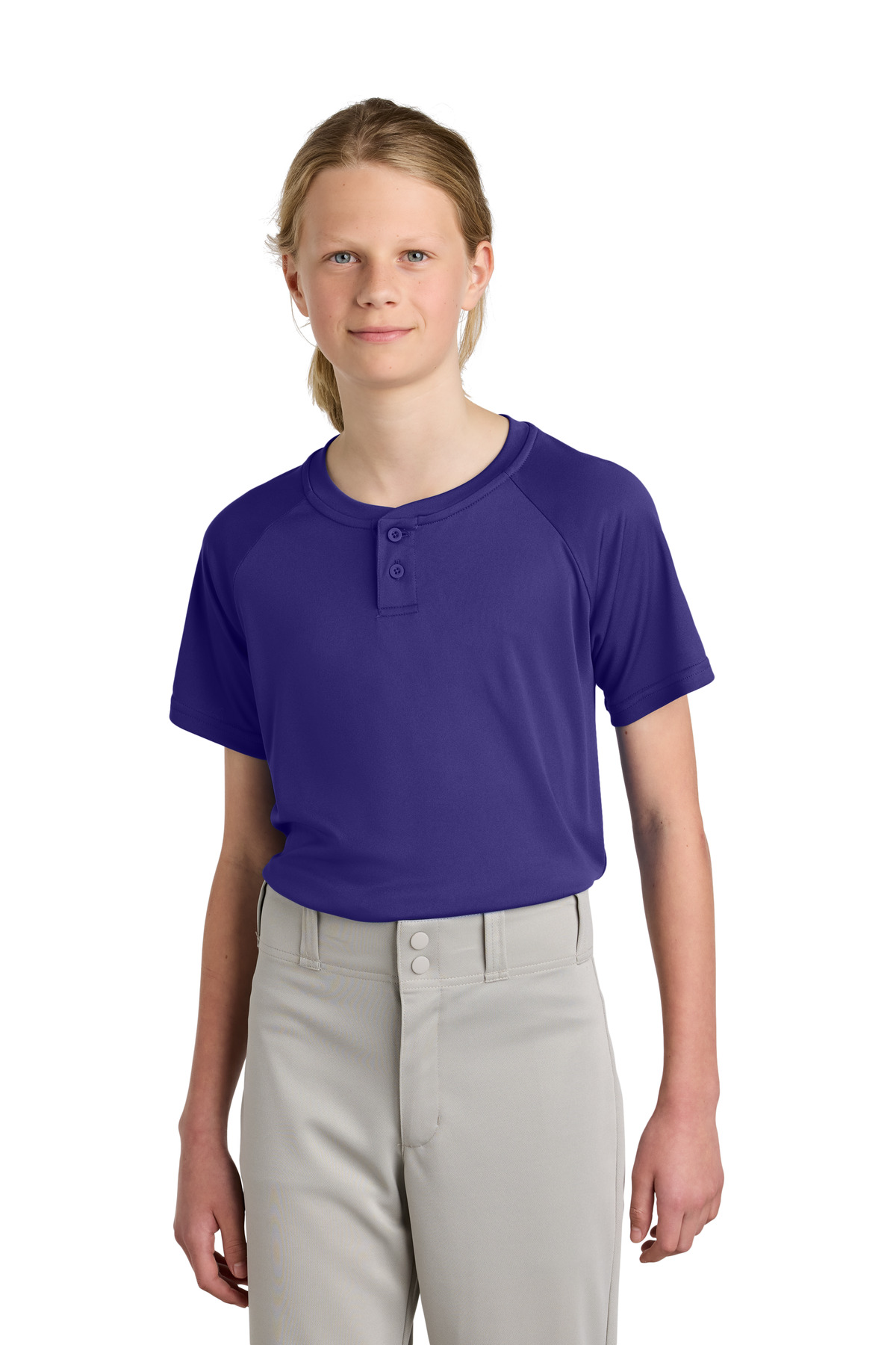 Sport-Tek ® Youth PosiCharge ® Competitor ™ 2-Button Henley YST359 - Purple