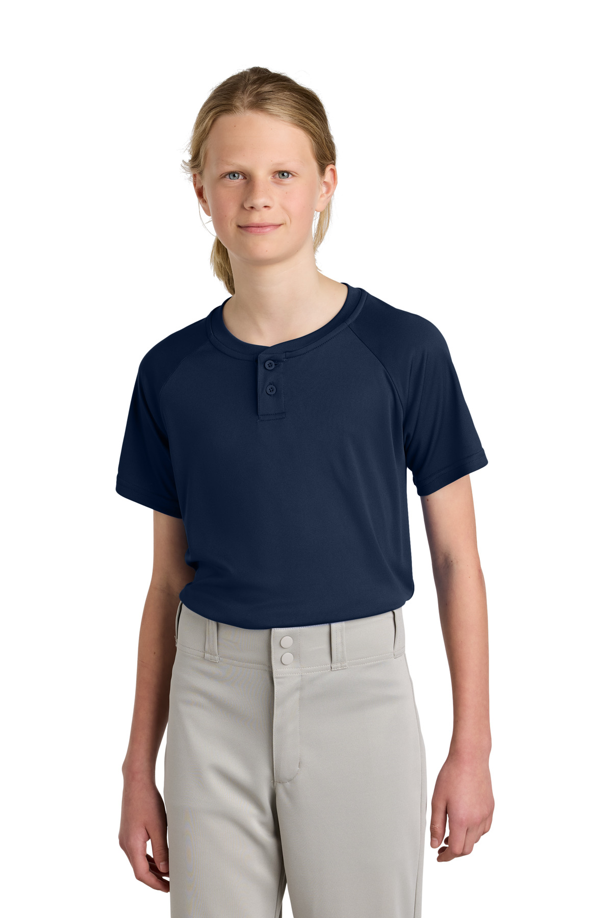 Sport-Tek ® Youth PosiCharge ® Competitor ™ 2-Button Henley YST359 - True Navy