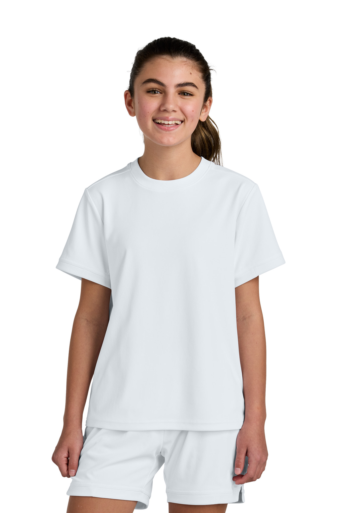 Sport-Tek ® Youth Club Short Sleeve Crew YST440 - White/ White