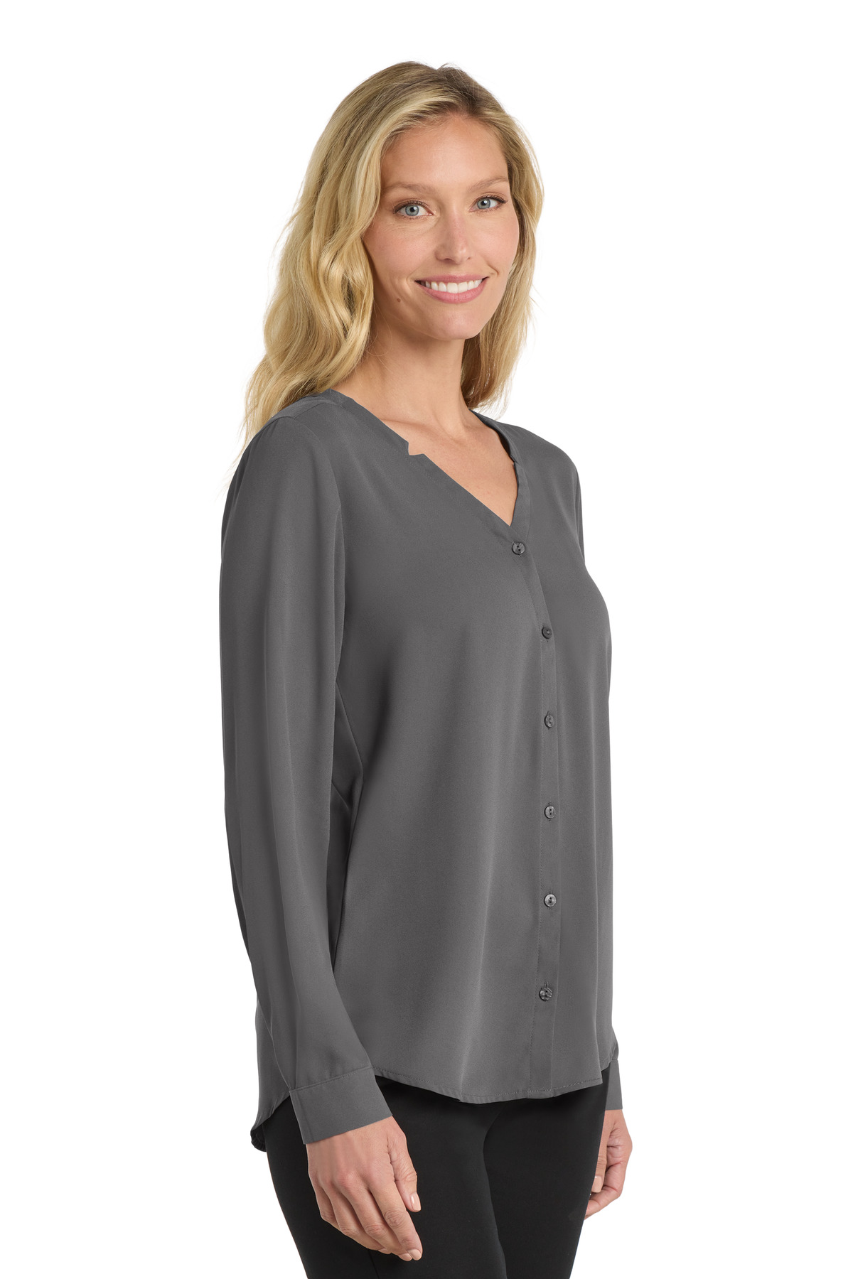 Port Authority Women's Long Sleeve Button-Front Blouse. LW700