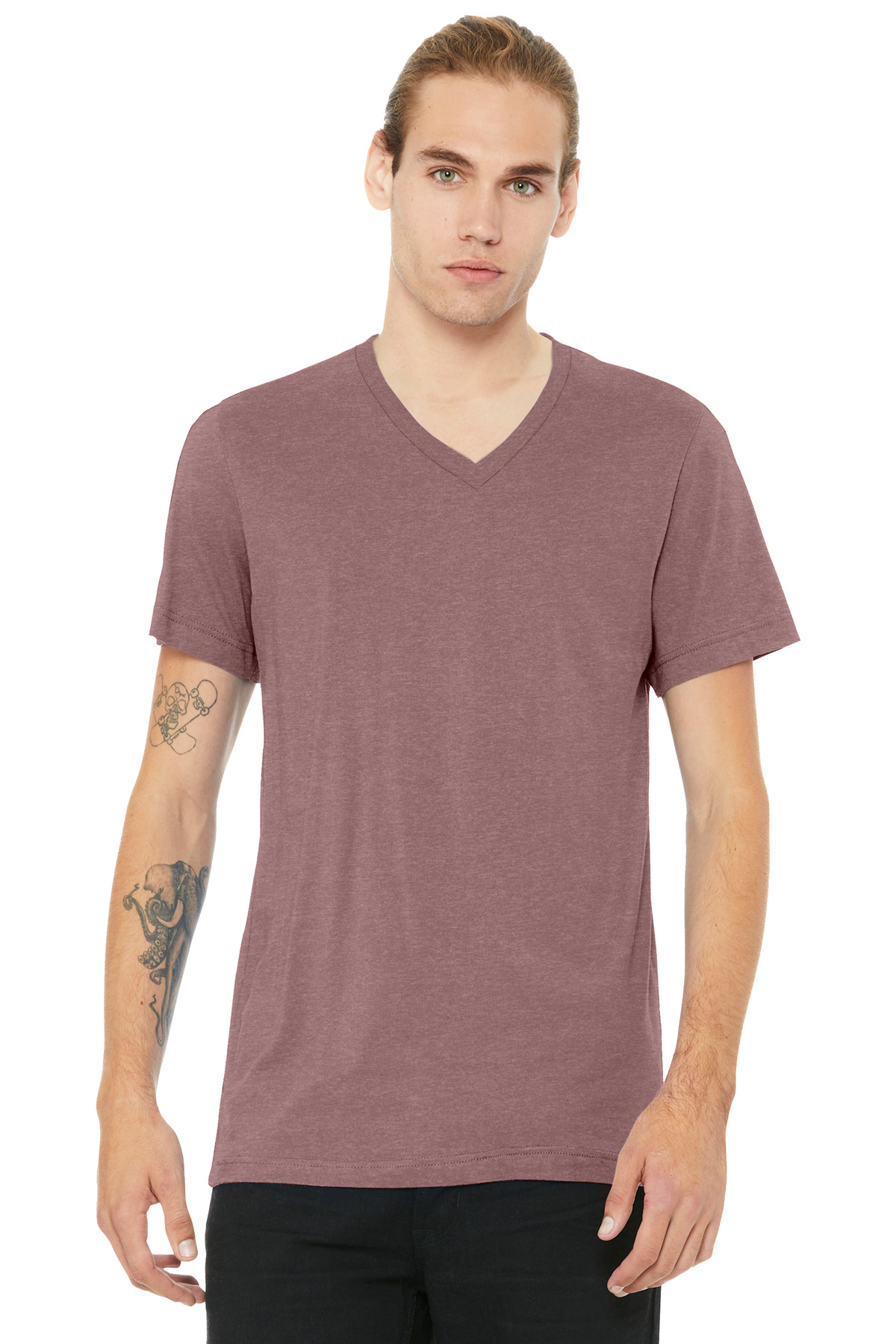 BELLA+CANVAS ® Unisex Heather CVC V-Neck Tee BC3005CVC - Heather Mauve