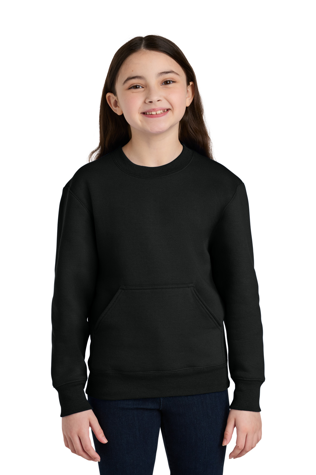 Port & Co Youth Core Fleece Crewneck Pocket Sweatshirt PC78YPKT