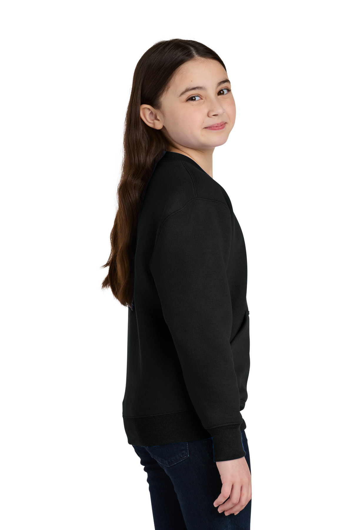 Port & Co Youth Core Fleece Crewneck Pocket Sweatshirt PC78YPKT