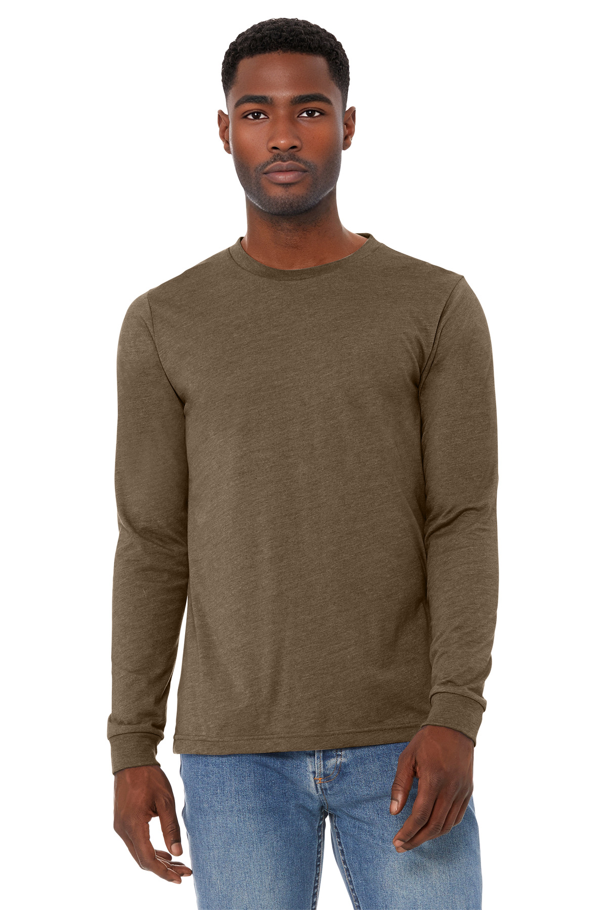 BELLA+CANVAS ® Unisex Heather CVC Long Sleeve Tee BC3501CVC - Heather Brown