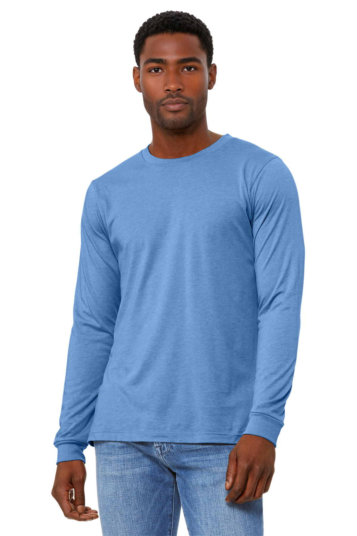 BELLA+CANVAS ® Unisex Heather CVC Long Sleeve Tee BC3501CVC - Heather Carolina Blue