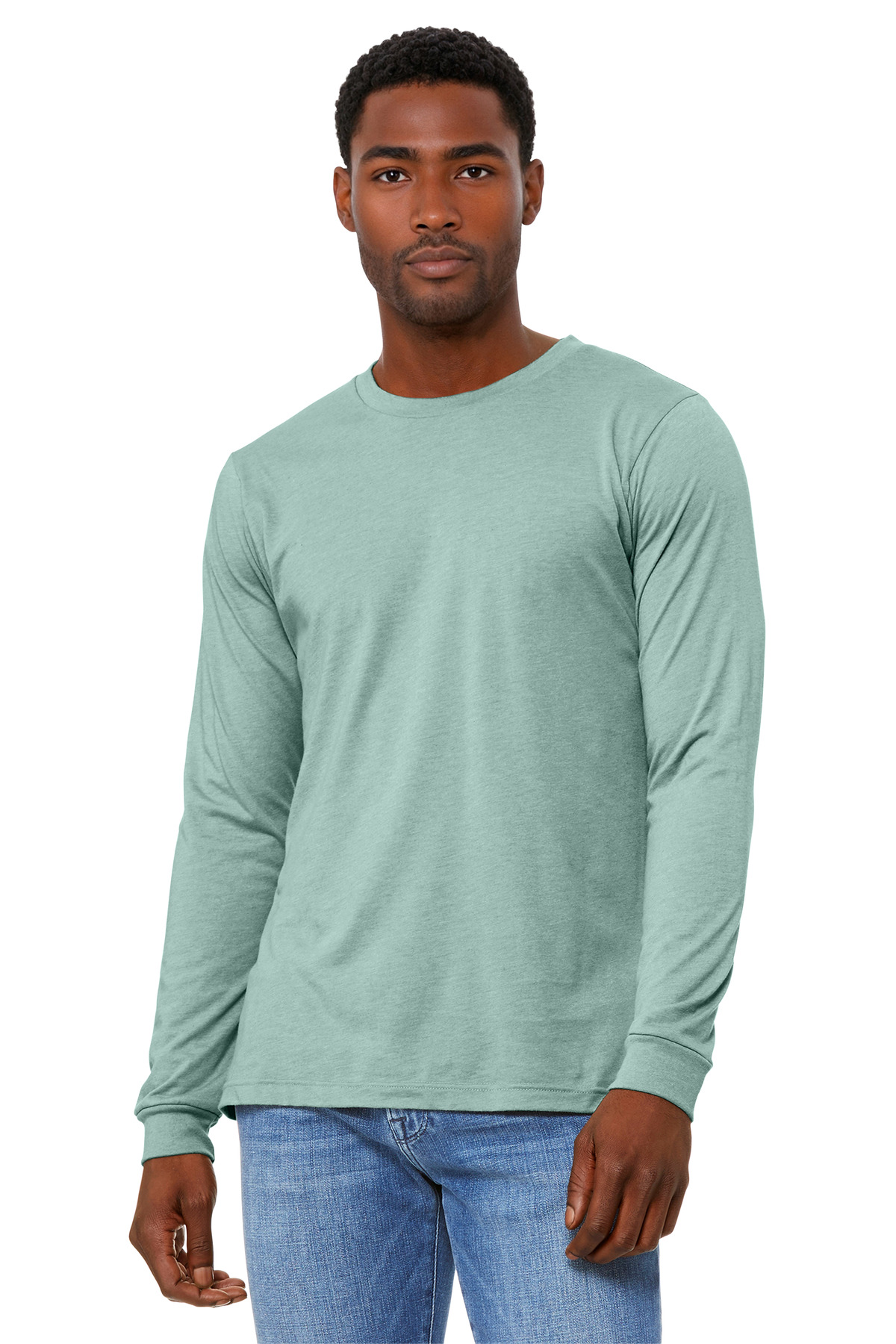 BELLA+CANVAS ® Unisex Heather CVC Long Sleeve Tee BC3501CVC - Heather Dusty Blue