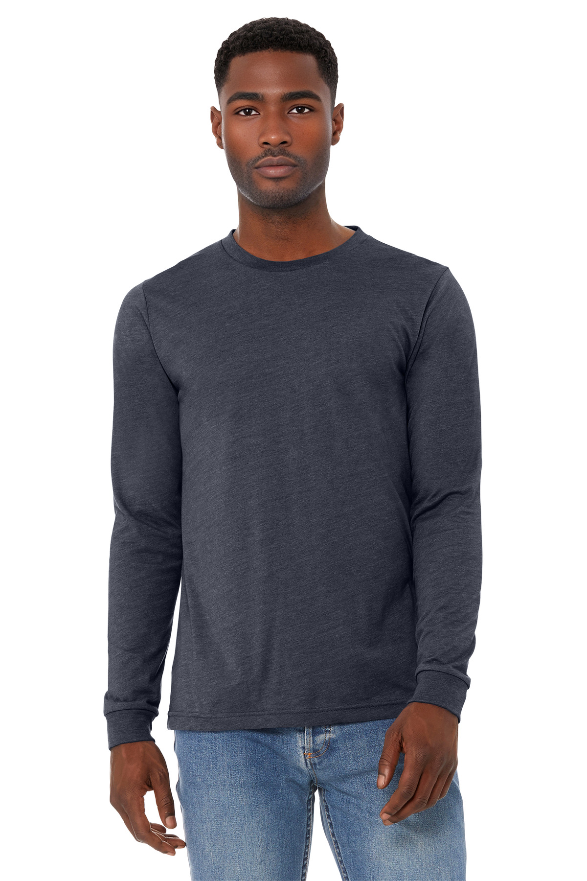 BELLA+CANVAS ® Unisex Heather CVC Long Sleeve Tee BC3501CVC - Heather Midnight Navy
