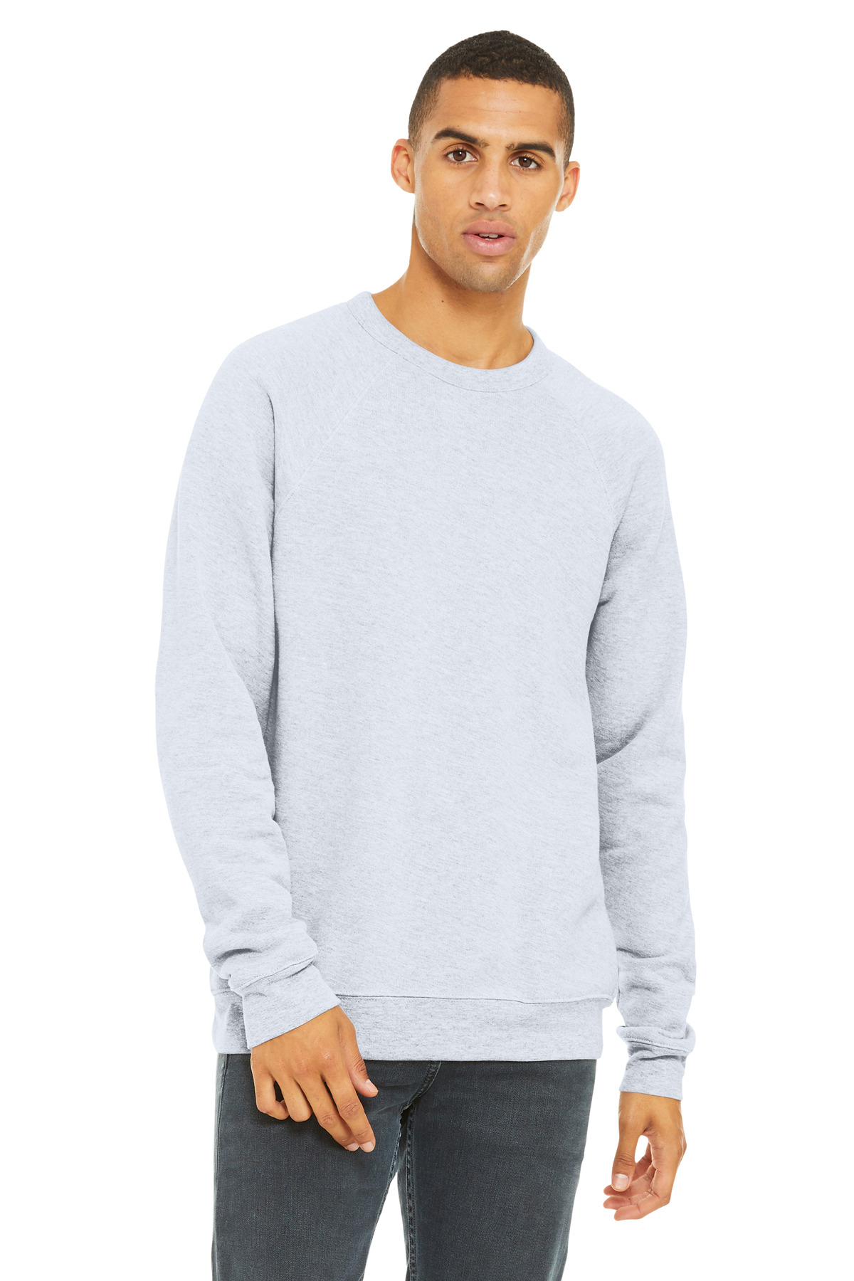 BELLA+CANVAS  ®  Unisex Sponge Fleece Raglan Sweatshirt. BC3901 - Front Model