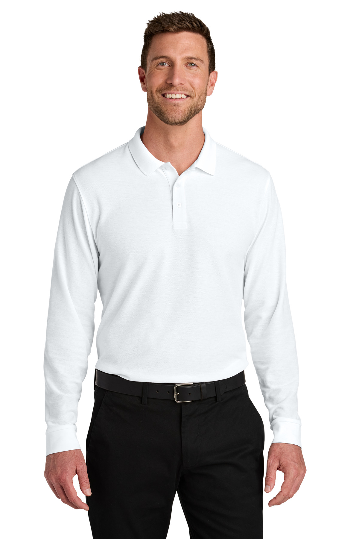 Port Authority Port Authority Wearever Signature Pique Long Sleeve Polo K200LS in White