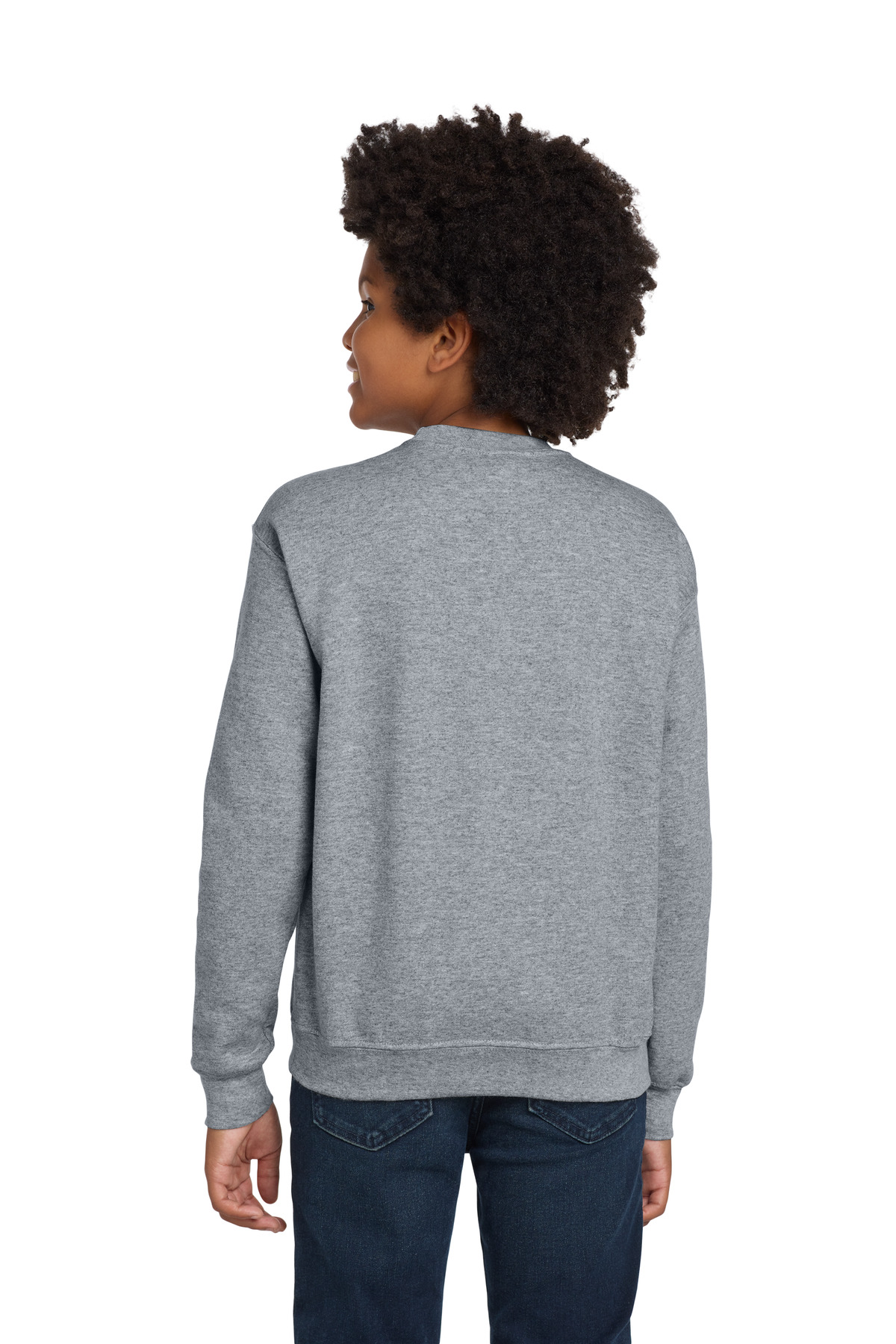 Gildan Youth Heavy Blend Crewneck Sweatshirt. back view
