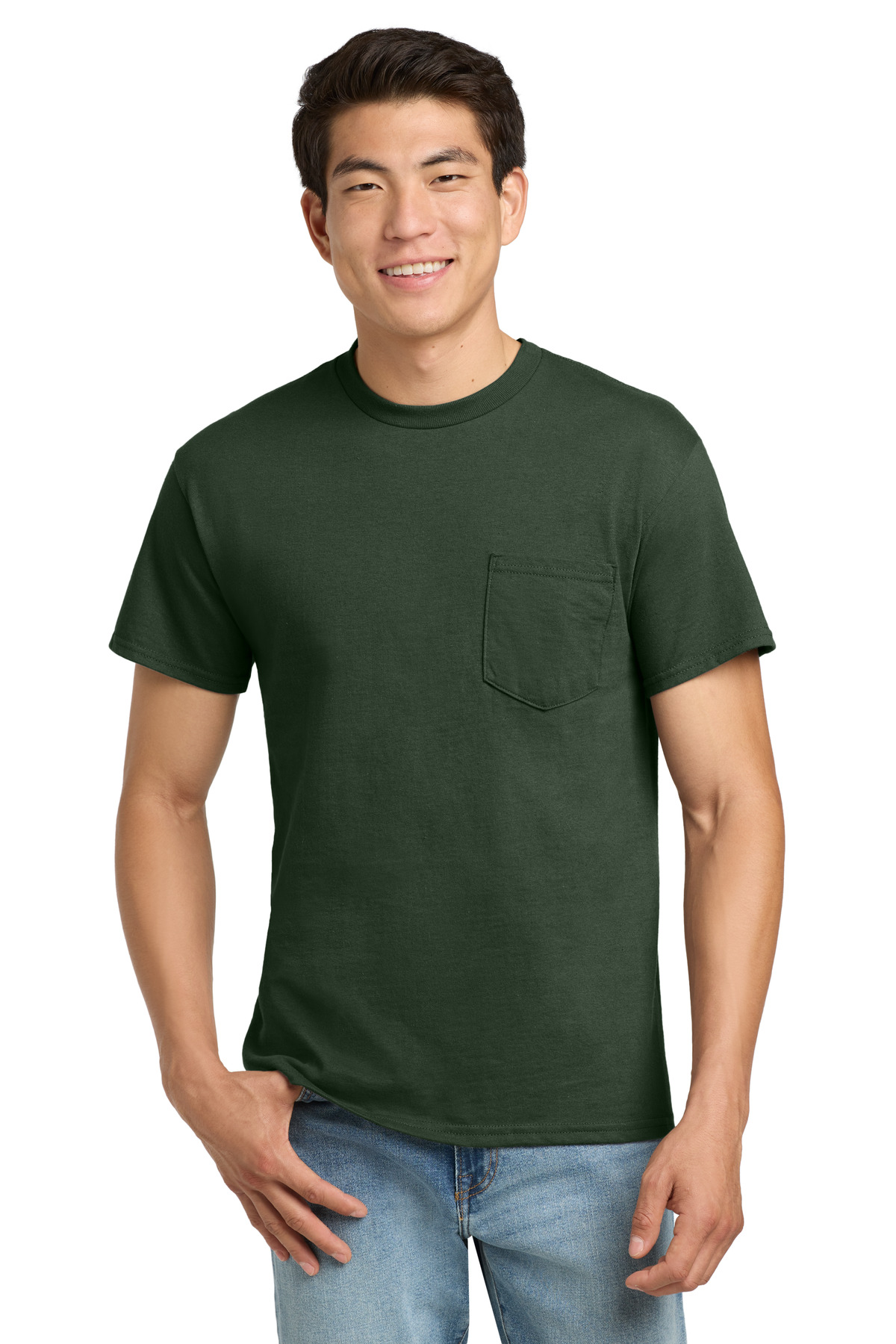 Gildan ® - Ultra Cotton ® 100% US Cotton T-Shirt with Pocket. 2300 - Forest Green
