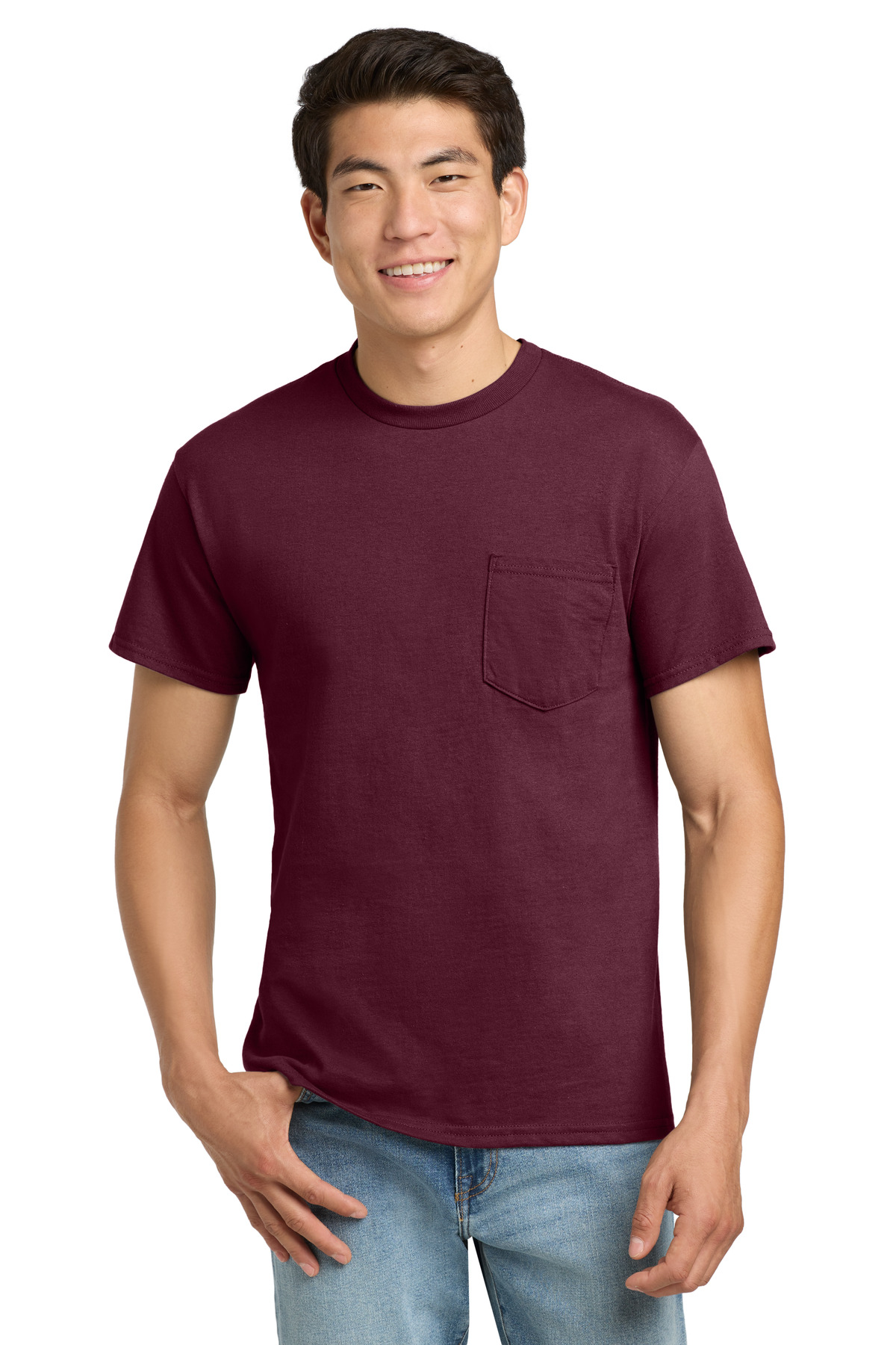 Gildan ® - Ultra Cotton ® 100% US Cotton T-Shirt with Pocket. 2300 - Maroon