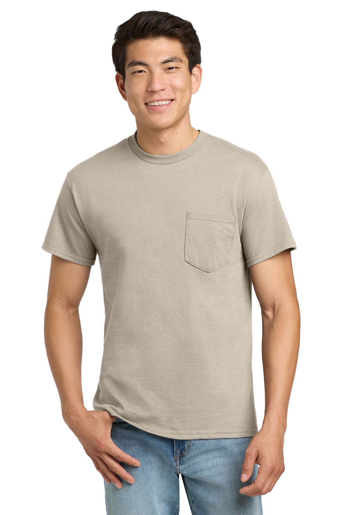 Gildan ® - Ultra Cotton ® 100% US Cotton T-Shirt with Pocket. 2300 - Sand
