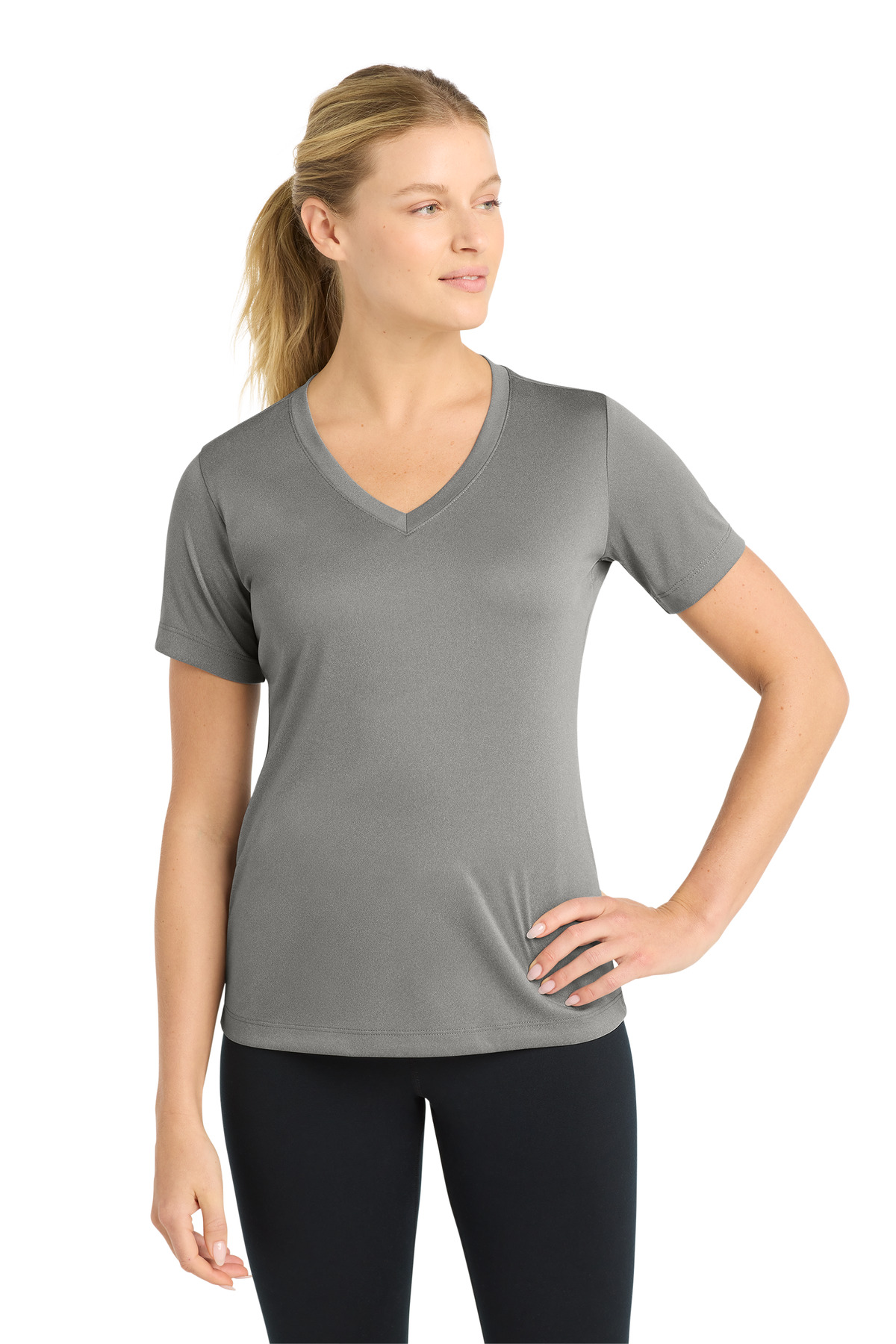 Sport-Tek ® Women's PosiCharge ® Competitor™ V-Neck Tee. LST353 - Grey Concrete Heather