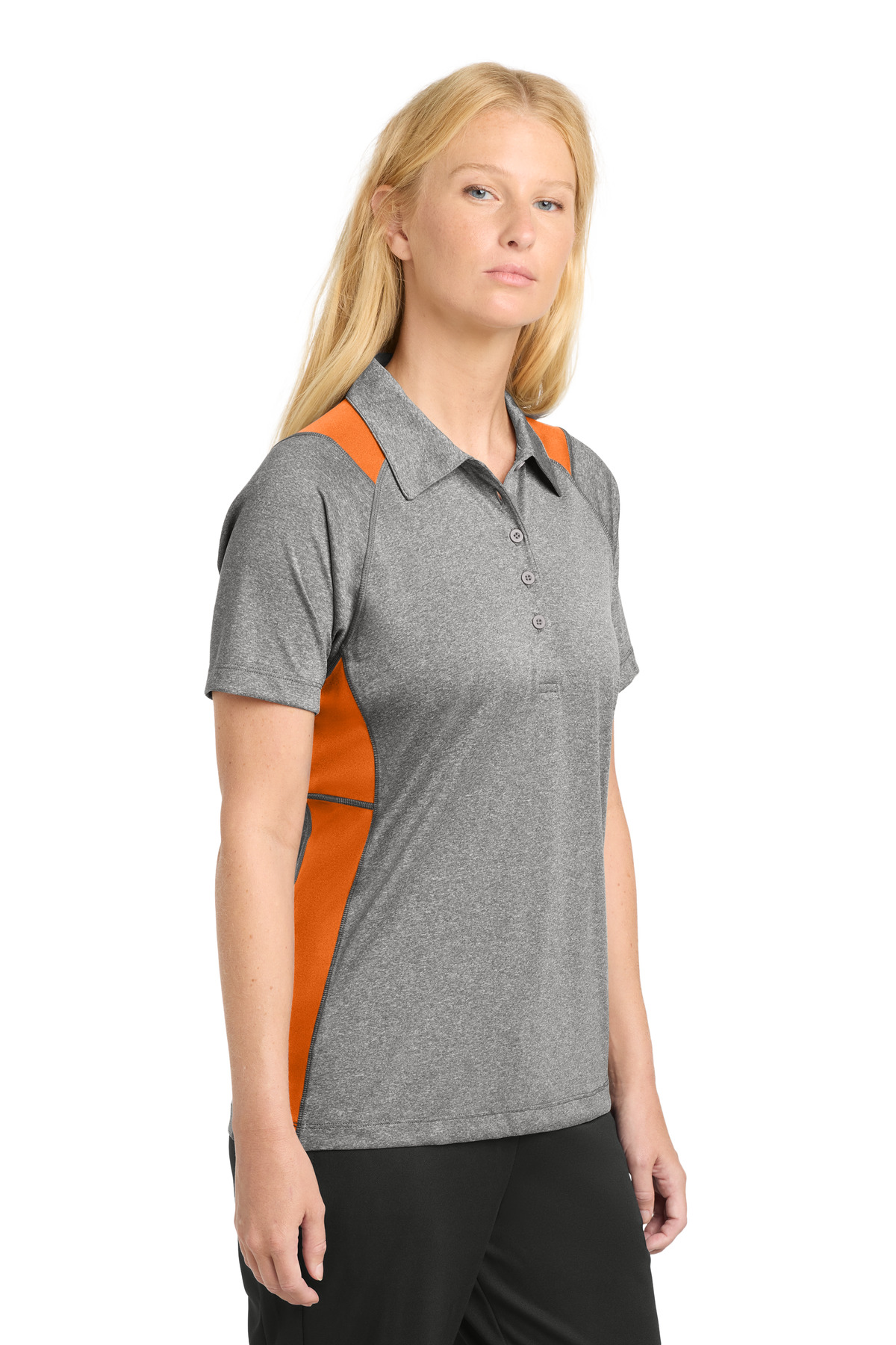 Sport-Tek Women's Heather Colorblock Contender Polo. LST665