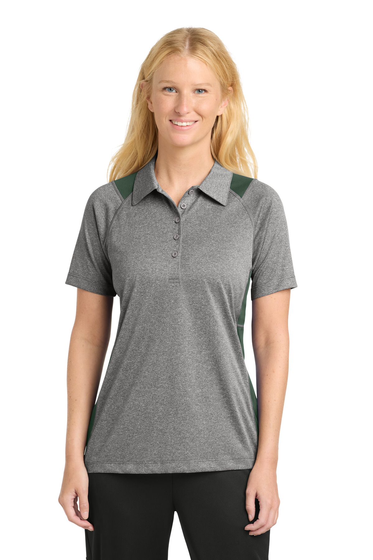 Sport-Tek Women's Heather Colorblock Contender Polo. LST665