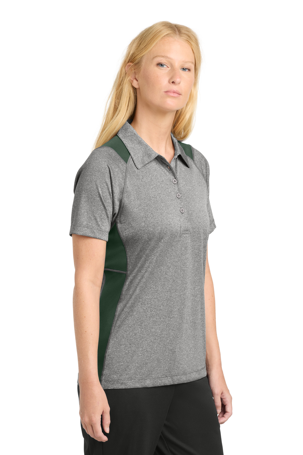 Sport-Tek Women's Heather Colorblock Contender Polo. LST665