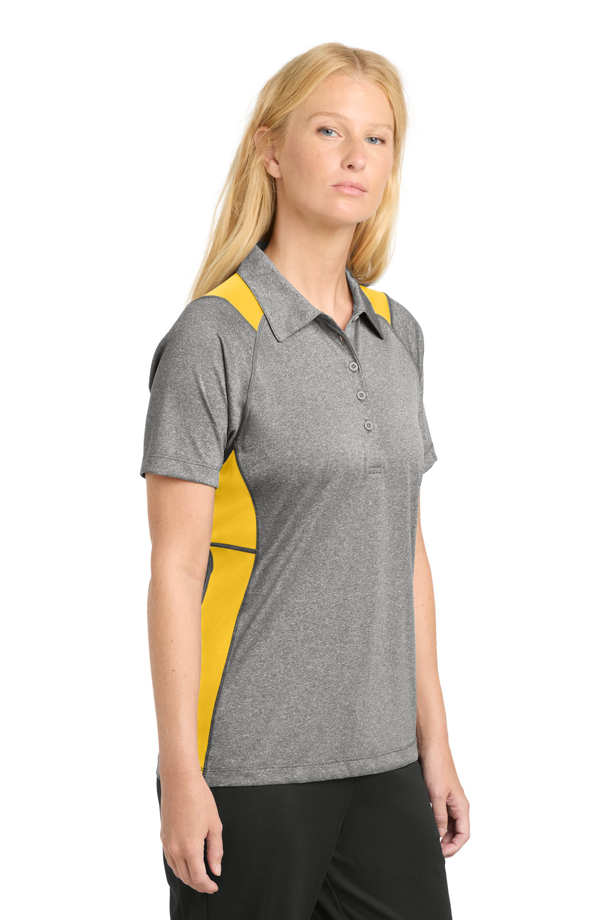 Sport-Tek Women's Heather Colorblock Contender Polo. LST665