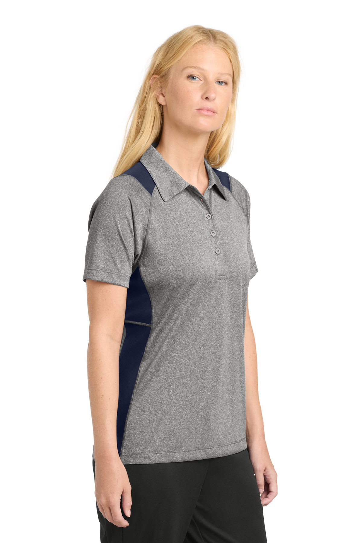 Sport-Tek Women's Heather Colorblock Contender Polo. LST665
