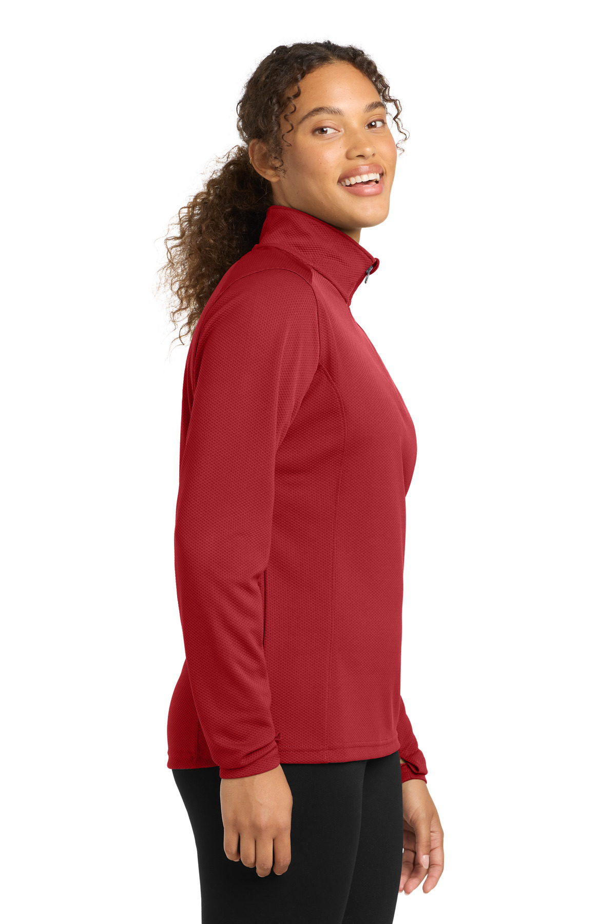 Sport-Tek Women's Sport-Wick Textured 1/4-Zip Pullover. LST860
