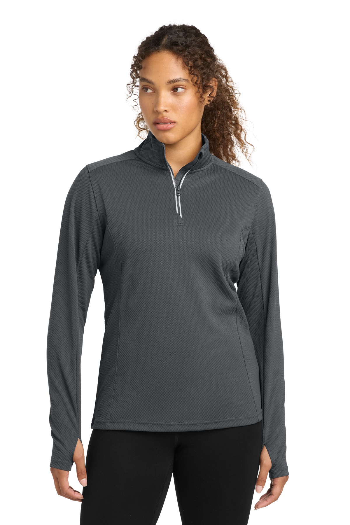 Sport-Tek ® Women's Sport-Wick ® Textured 1/4-Zip Pullover. LST860 - Iron Grey