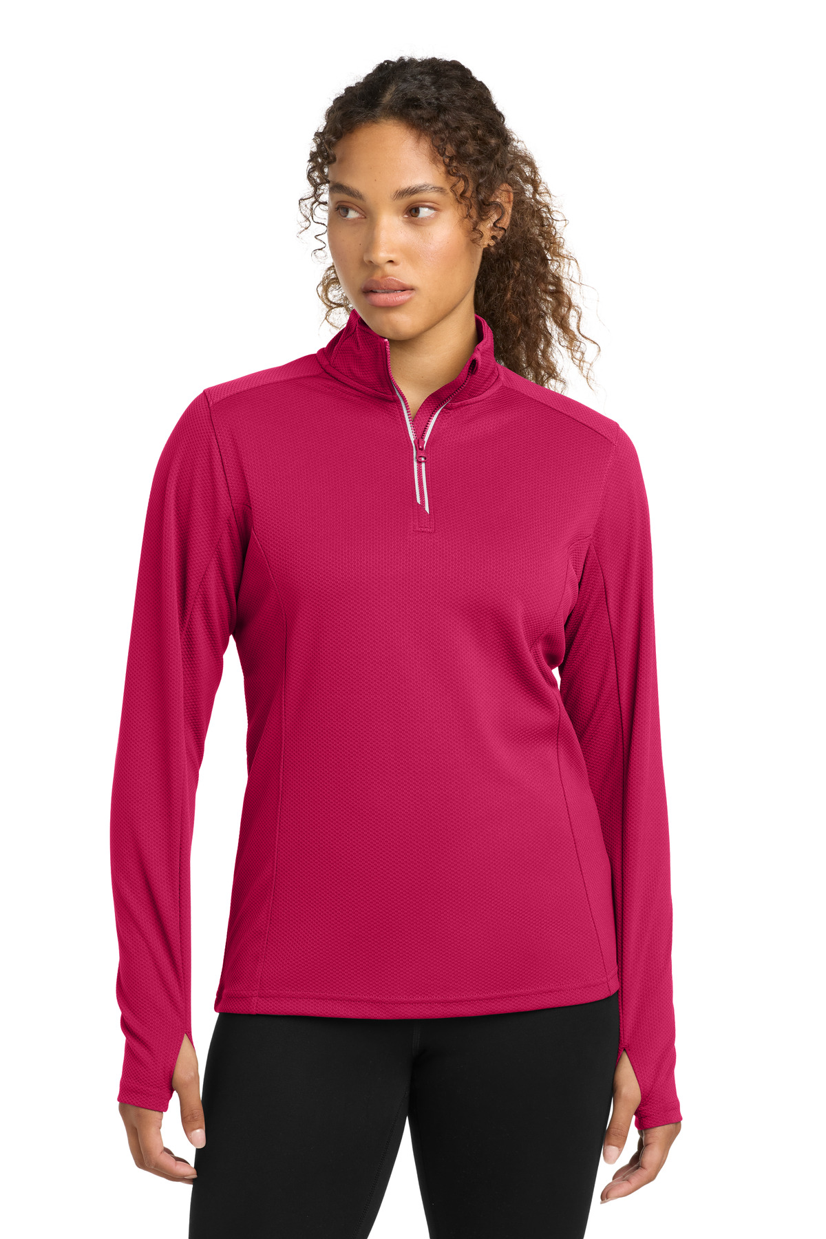 Sport-Tek Women&#8216;s Sport-Wick Textured 1/4-Zip Pullover-Sport&#45;Tek