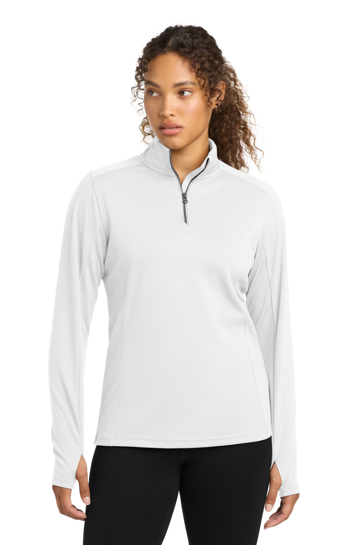 Sport-Tek ® Women's Sport-Wick ® Textured 1/4-Zip Pullover. LST860 - White