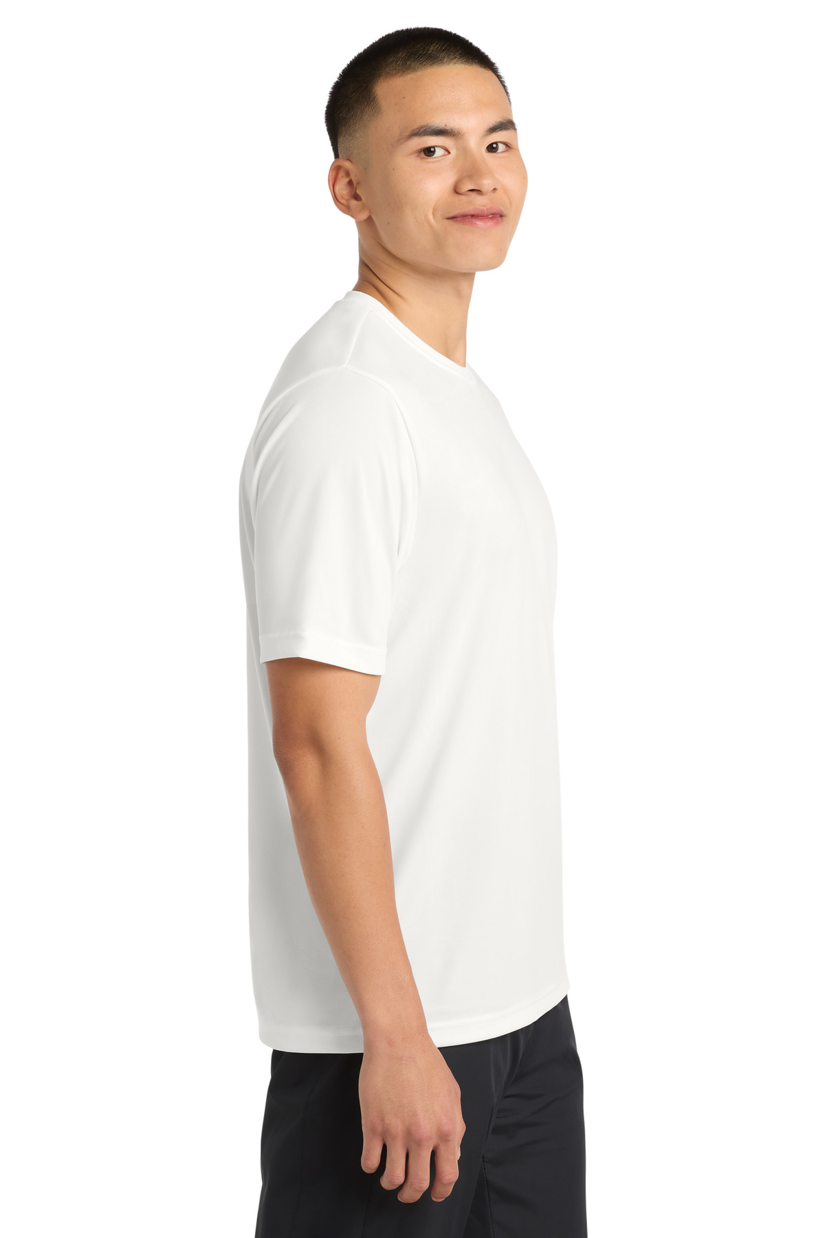 Sport-Tek PosiCharge Tough Tee . ST320 in White — Left sleeve