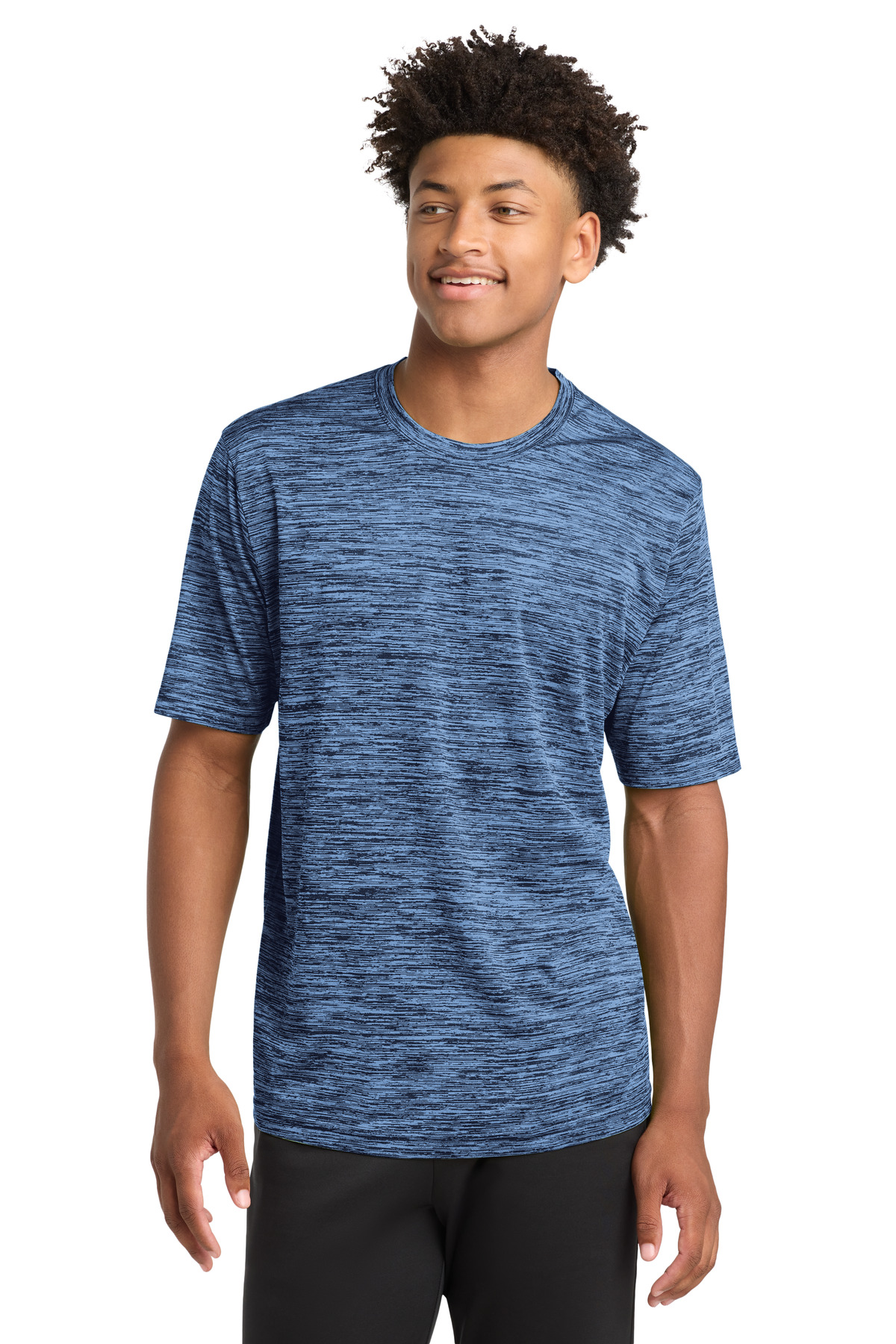 Sport-Tek Sport-Tek PosiCharge Electric Heather Tee. ST390 in Carolina Blue-True Navy Electric