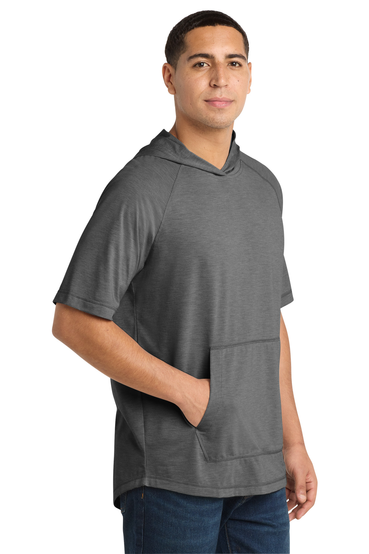 Sport-Tek PosiCharge Tri-Blend Wicking Short Sleeve Hoodie. ST404