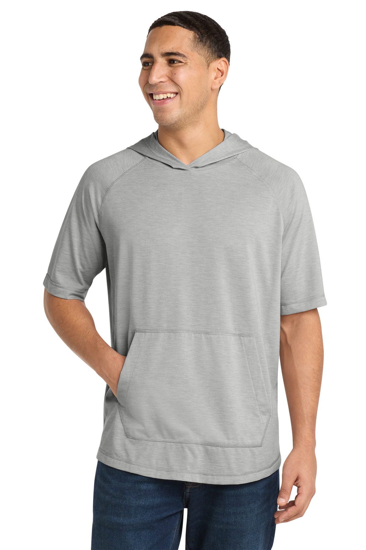 Sport-Tek PosiCharge Tri-Blend Wicking Short Sleeve Hoodie. ST404