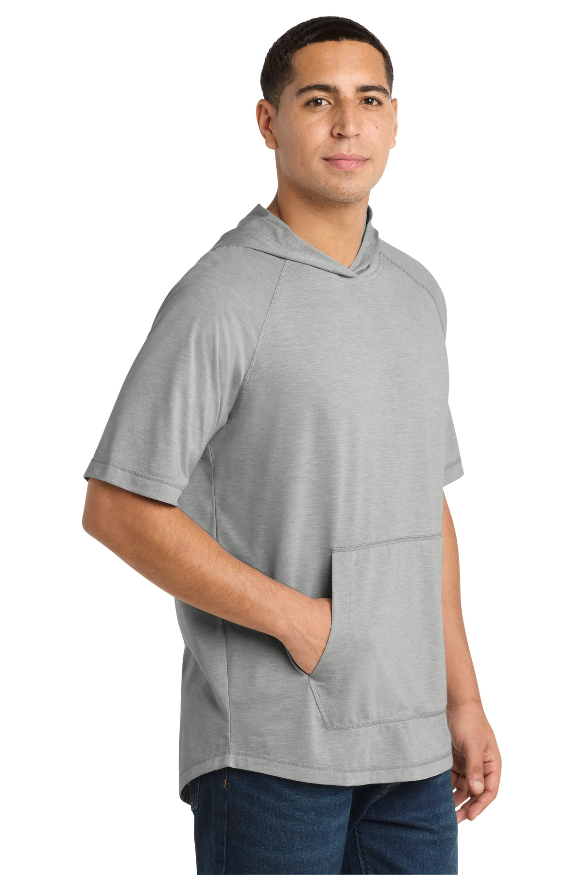 Sport-Tek PosiCharge Tri-Blend Wicking Short Sleeve Hoodie. ST404