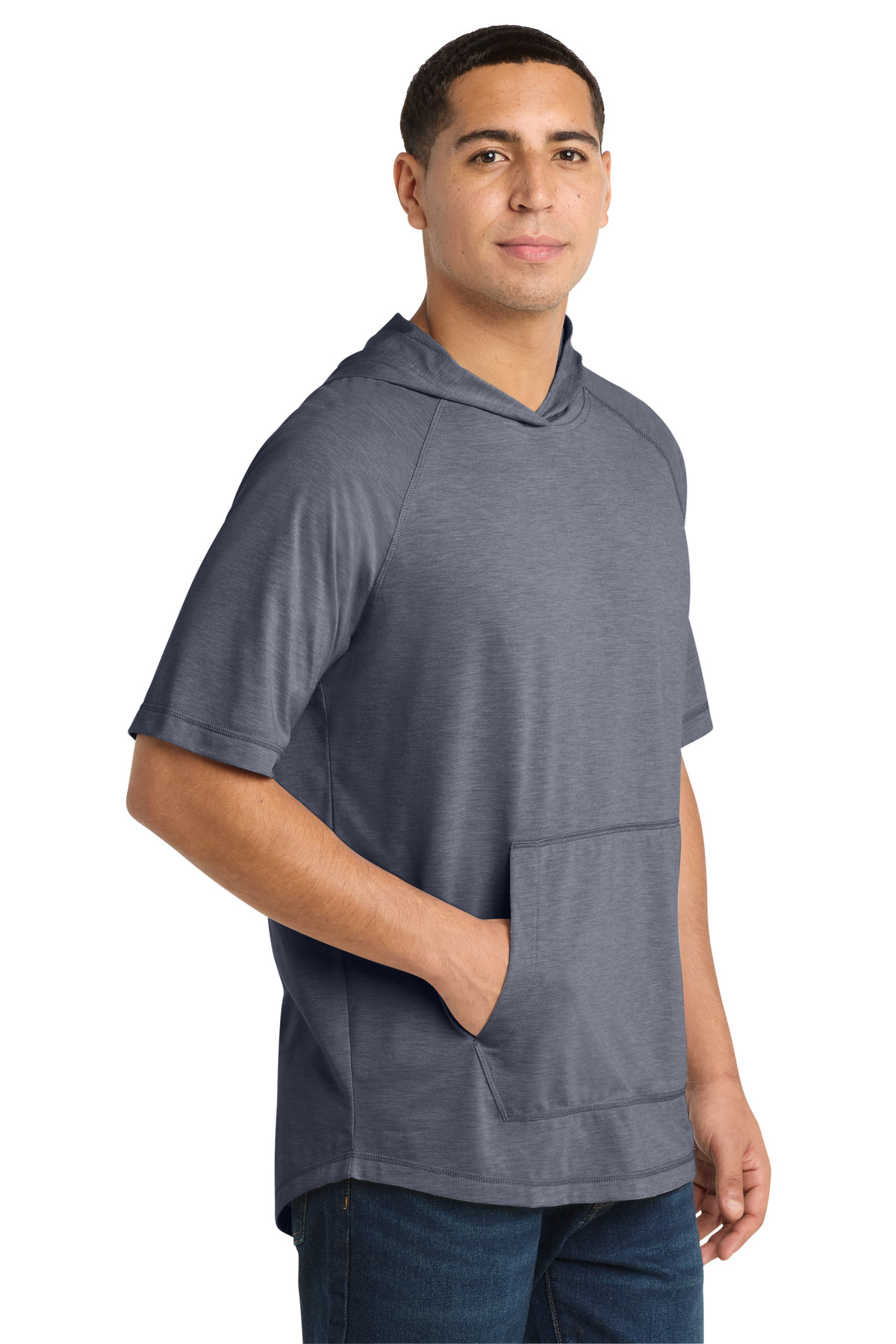 Sport-Tek PosiCharge Tri-Blend Wicking Short Sleeve Hoodie. ST404