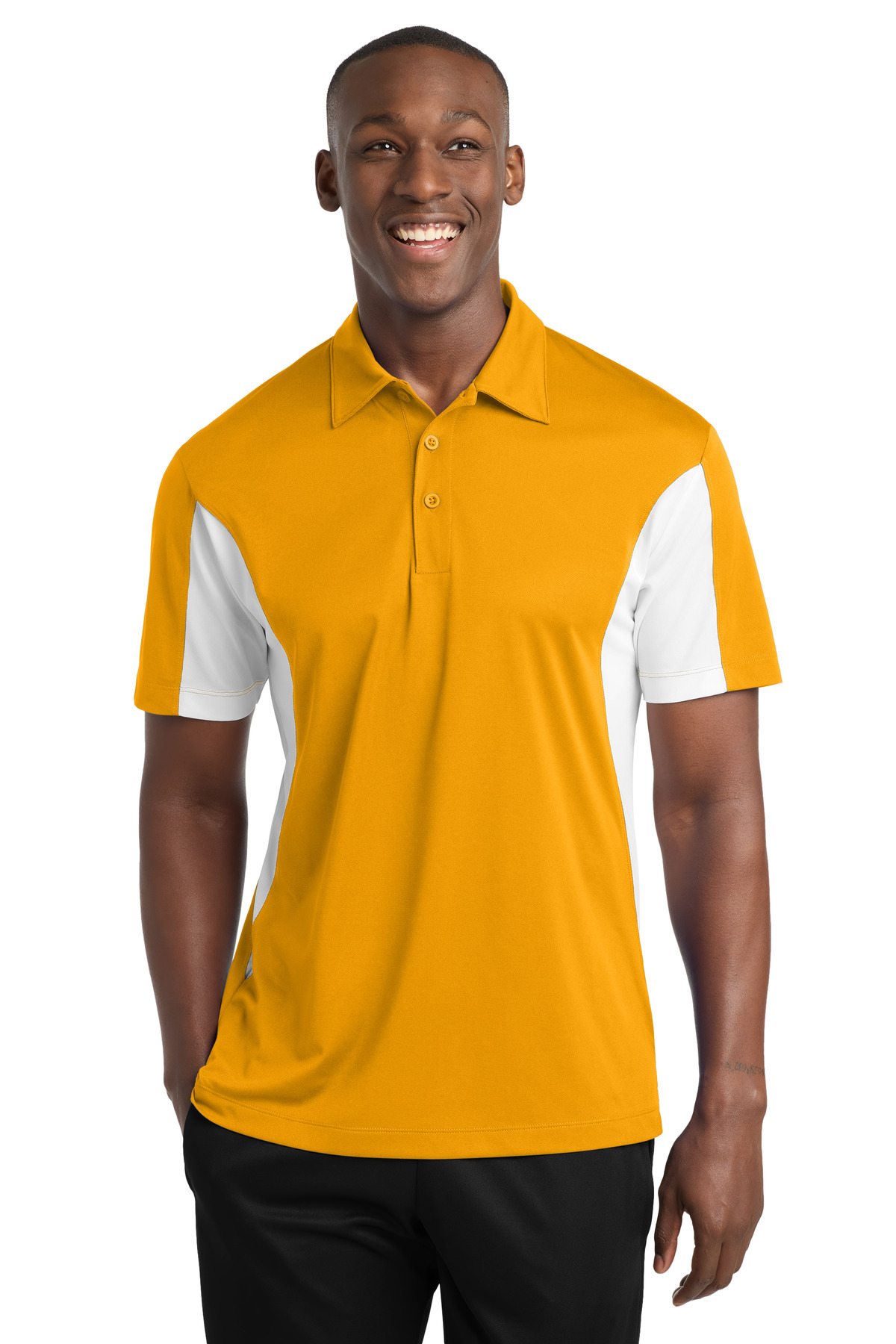 Sport-Tek ST655 swatch in Gold/ White