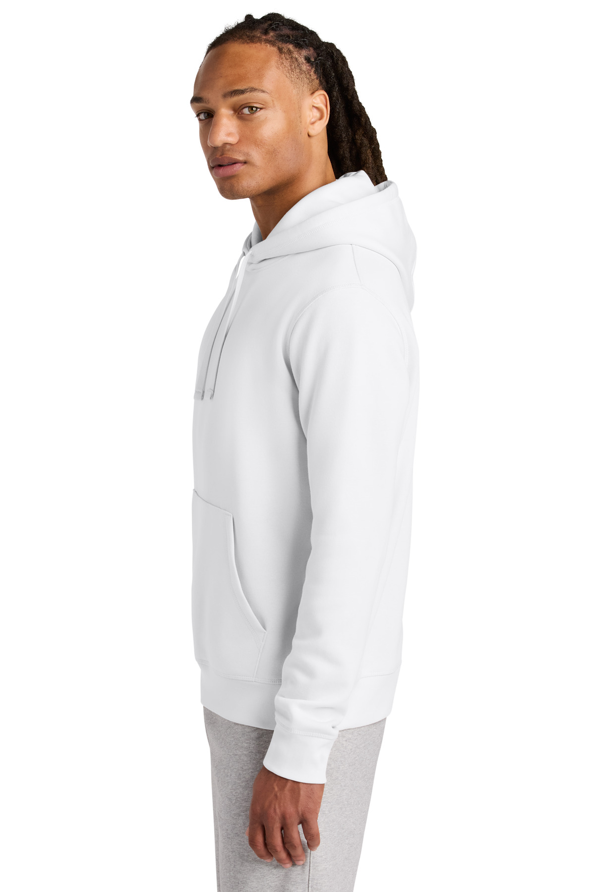 Stanley/Stella Unisex Drummer 2.0 Hooded Sweatshirt SXU009 in White — Left sleeve