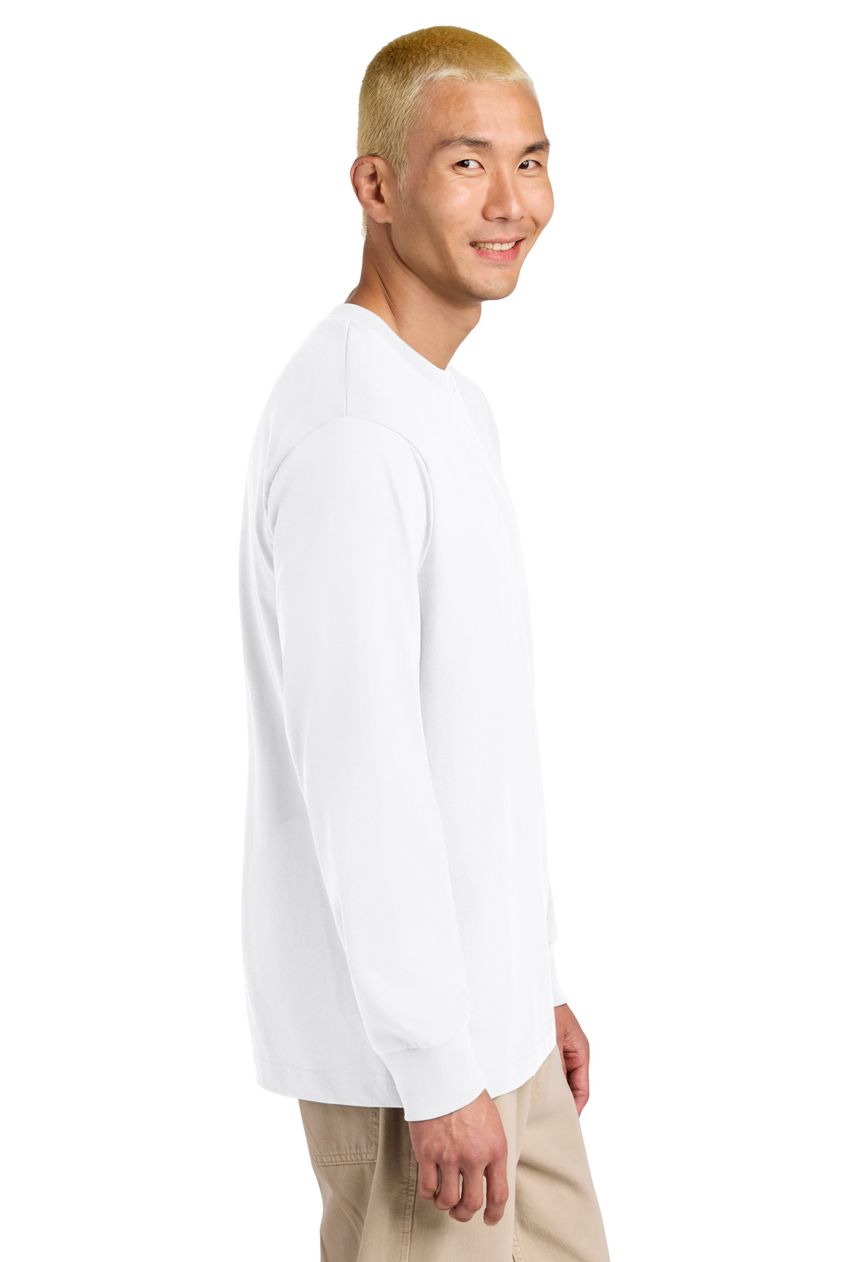 Stanley/Stella Unisex Freestyler Heavyweight Long Sleeve Tee SXU023 in White — Left sleeve