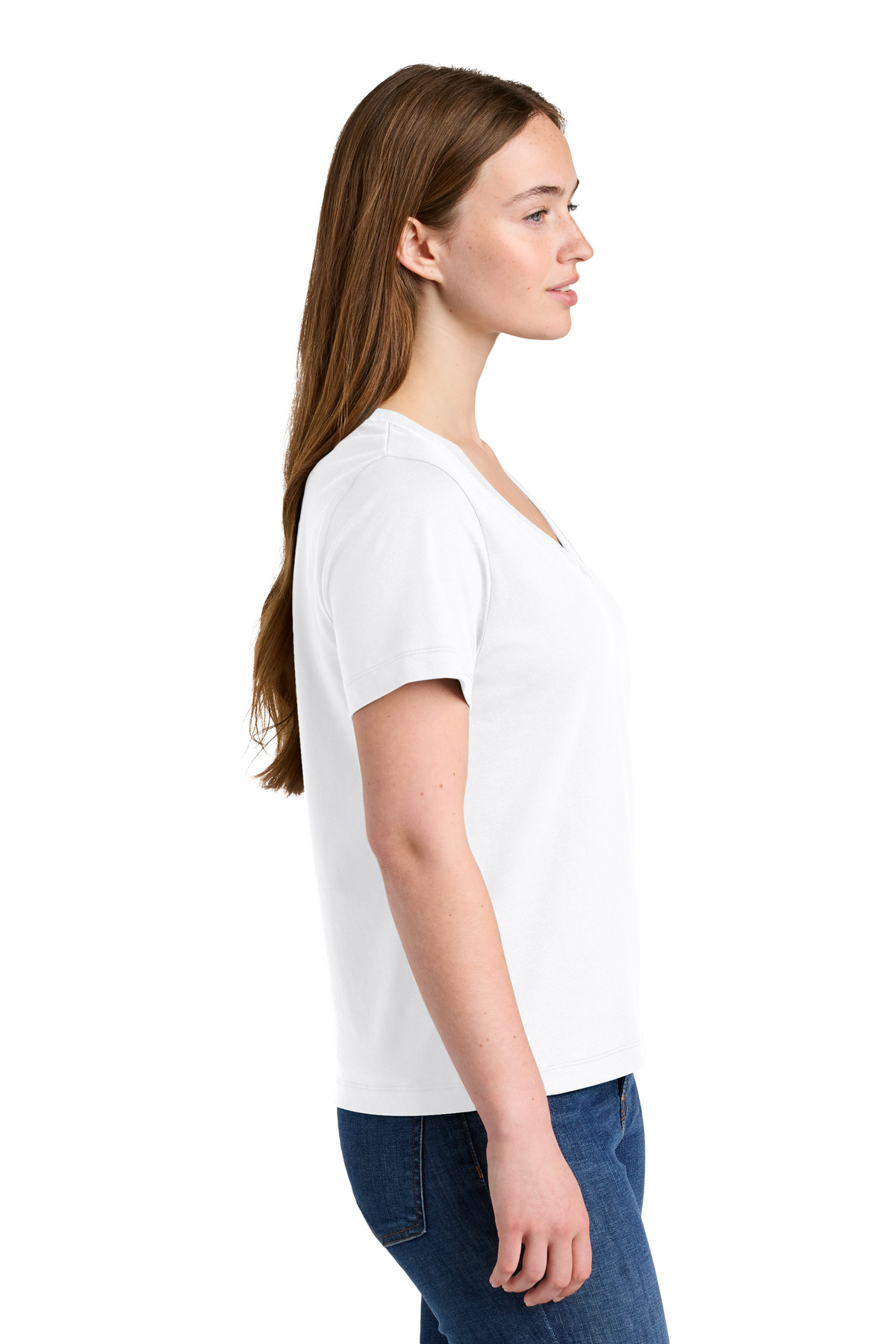 Stanley/Stella Women's Stella Isla V-Neck Tee SXW032 in White — Left sleeve